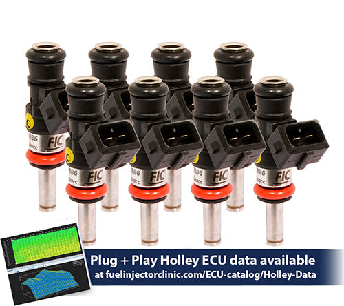 1200cc (130 lbs/hr at OE 58 PSI fuel pressure) FIC Fuel Injector Clinic Injector Set for Holley GM composite intakes (High-Z) - SSTubes