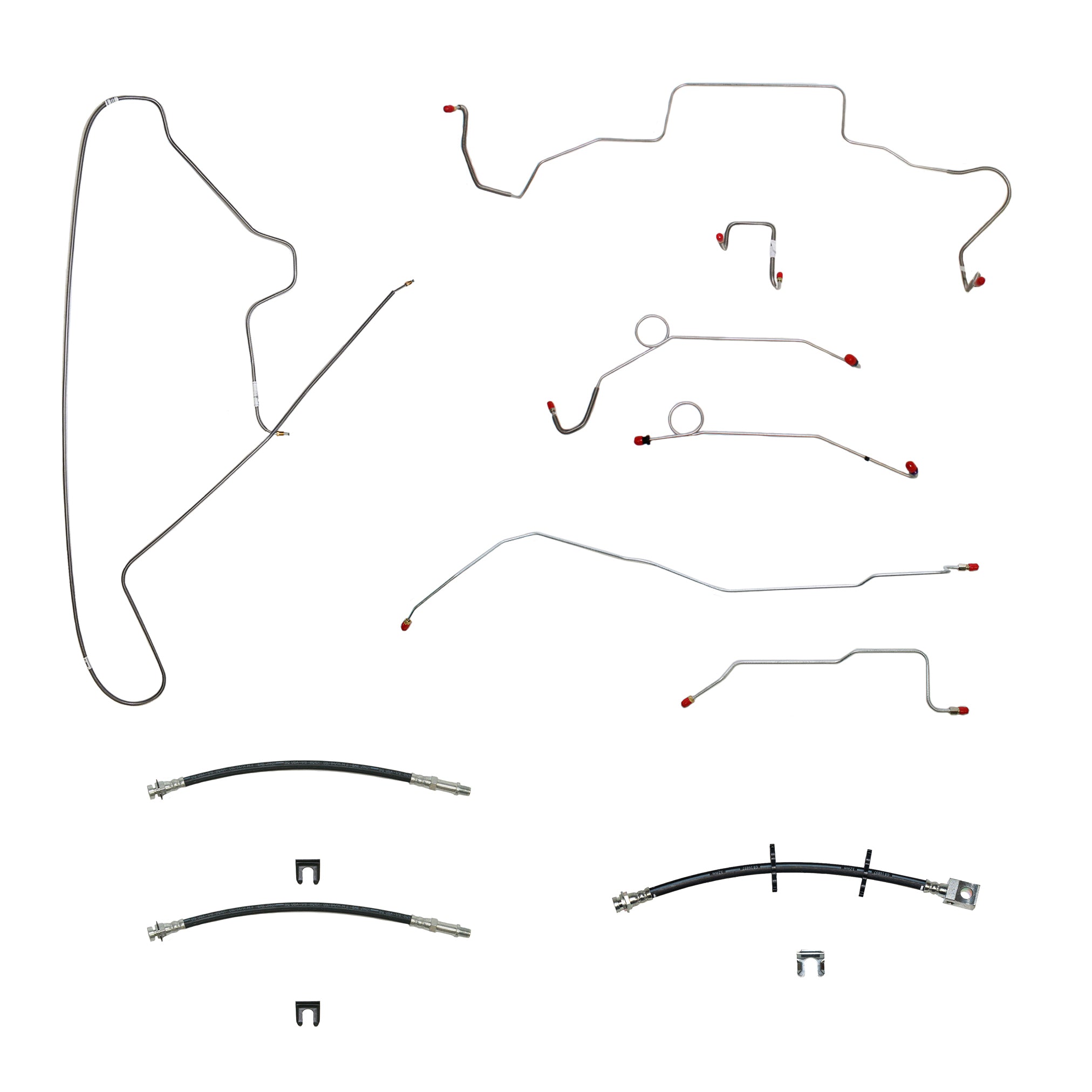 67 Mopar B-Body, Power Drum Brakes, Right Front Clips under Column then rises 4.5'' Above Bell housing, DANA Axle; Complete Brake Line and Hose Kit; Steel - SSTubes