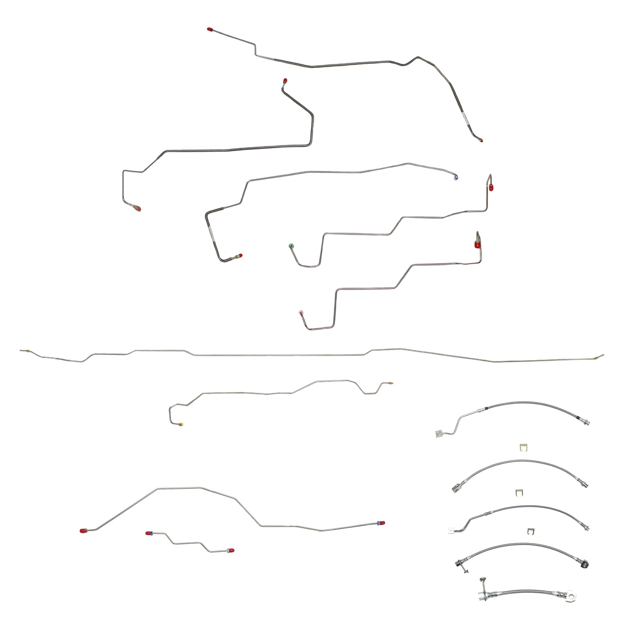 BLH53- 99-01 F-250/F-350 Superduty, 4wd, AWABS, Ext Cab/Long Bed or Crew Cab/Short Bed, Non Dually w/ Staggered Rear Shocks w/ Gas Engine; Complete Brake Line & Hose Kit; Stainless - SSTubes