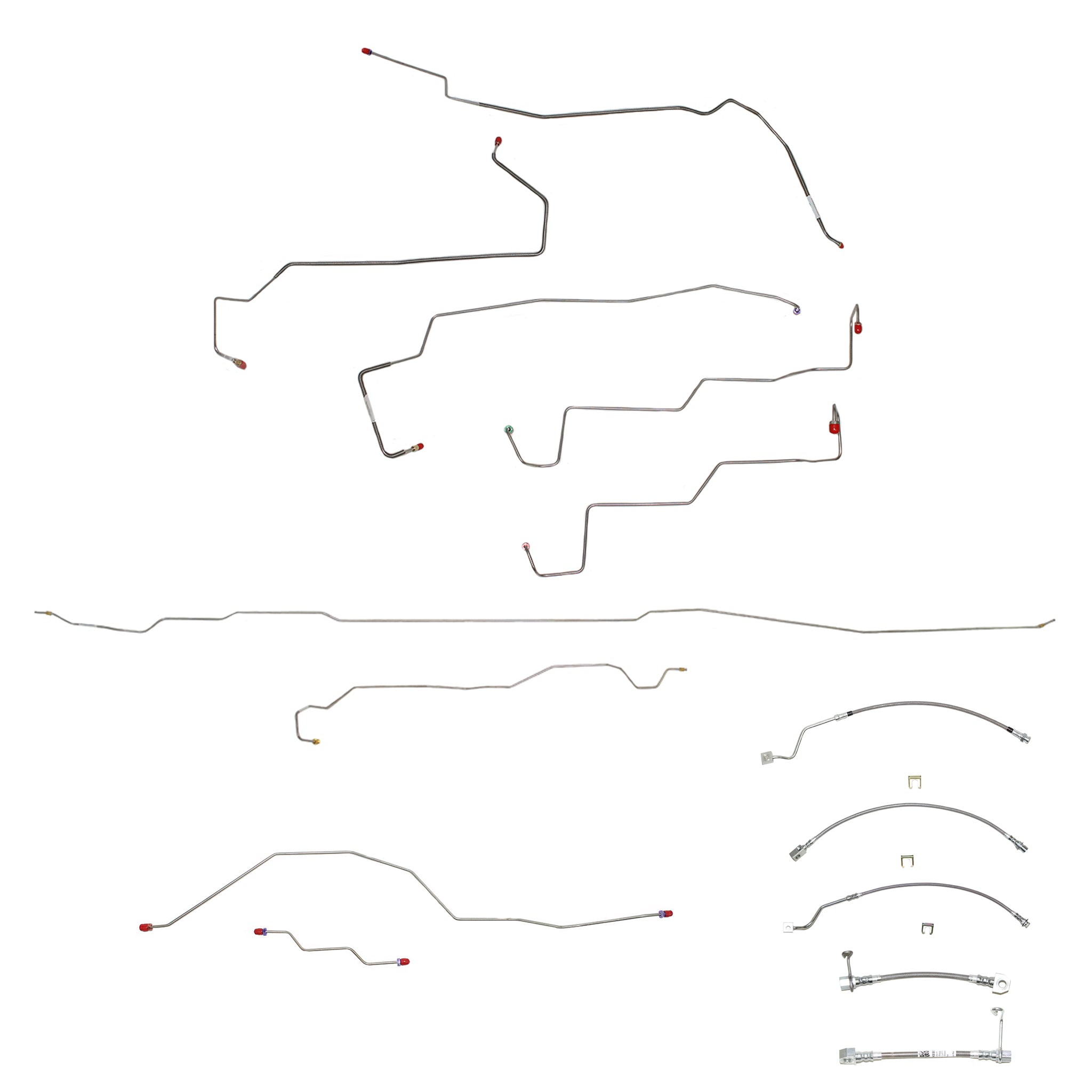 BLH54 - 99-01 F-250/F-350 Superduty, 4wd, AWABS, Reg Cab/Long Bed or Ext Cab/Short Bed, Non Dually w/o Staggered Rear Shocks w/ Gas Engine; Complete Brake Line & Hose Kit; Stainless - SSTubes