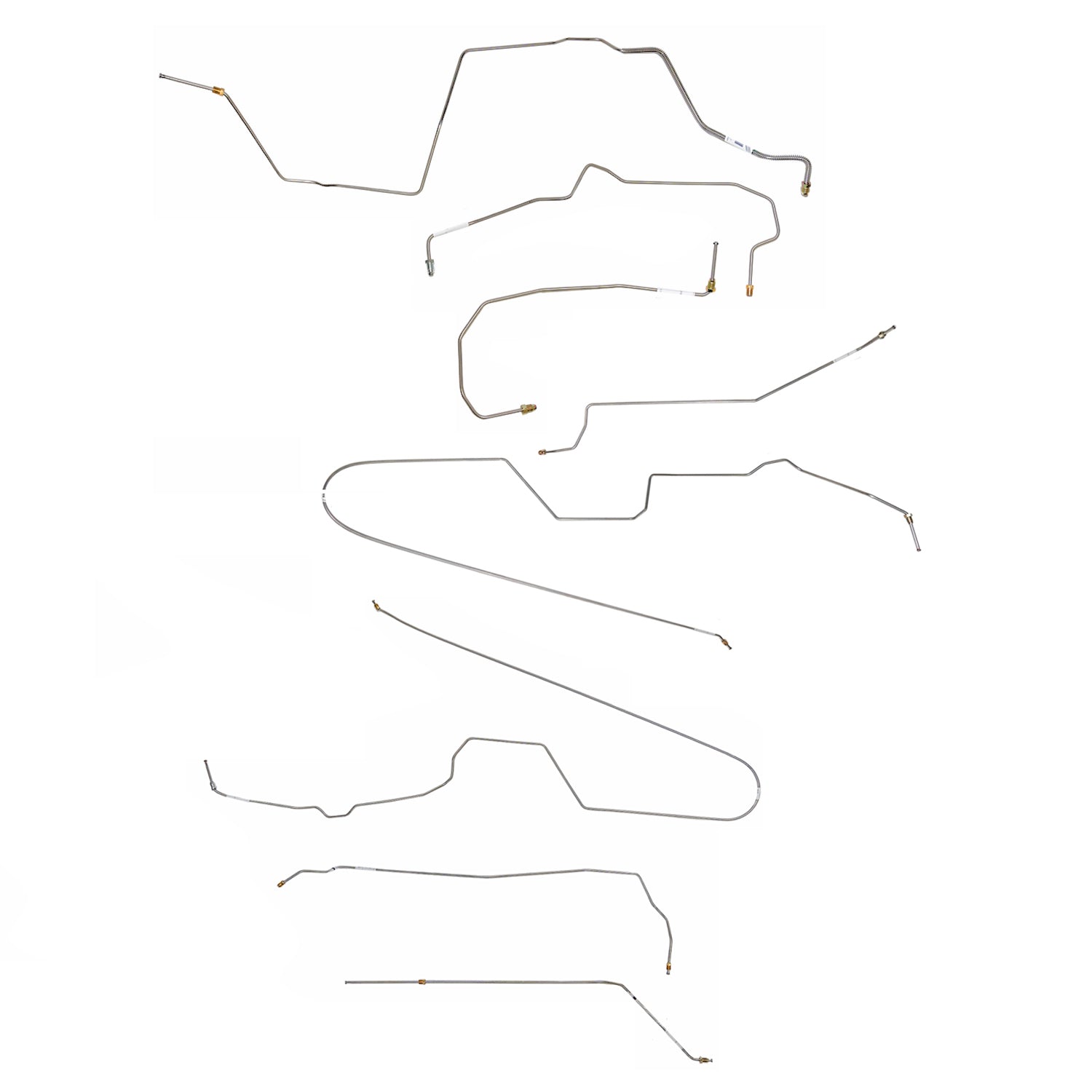 CBK0321SS- 1967-70 Chevy C10 / GM C1500 Truck, 2WD, Power Brakes, M/C Lines Run inboard of Frame, Short Bed w/ Coil Springs, 6-lug Axle w/ Coil Springs; Stainless - SSTubes