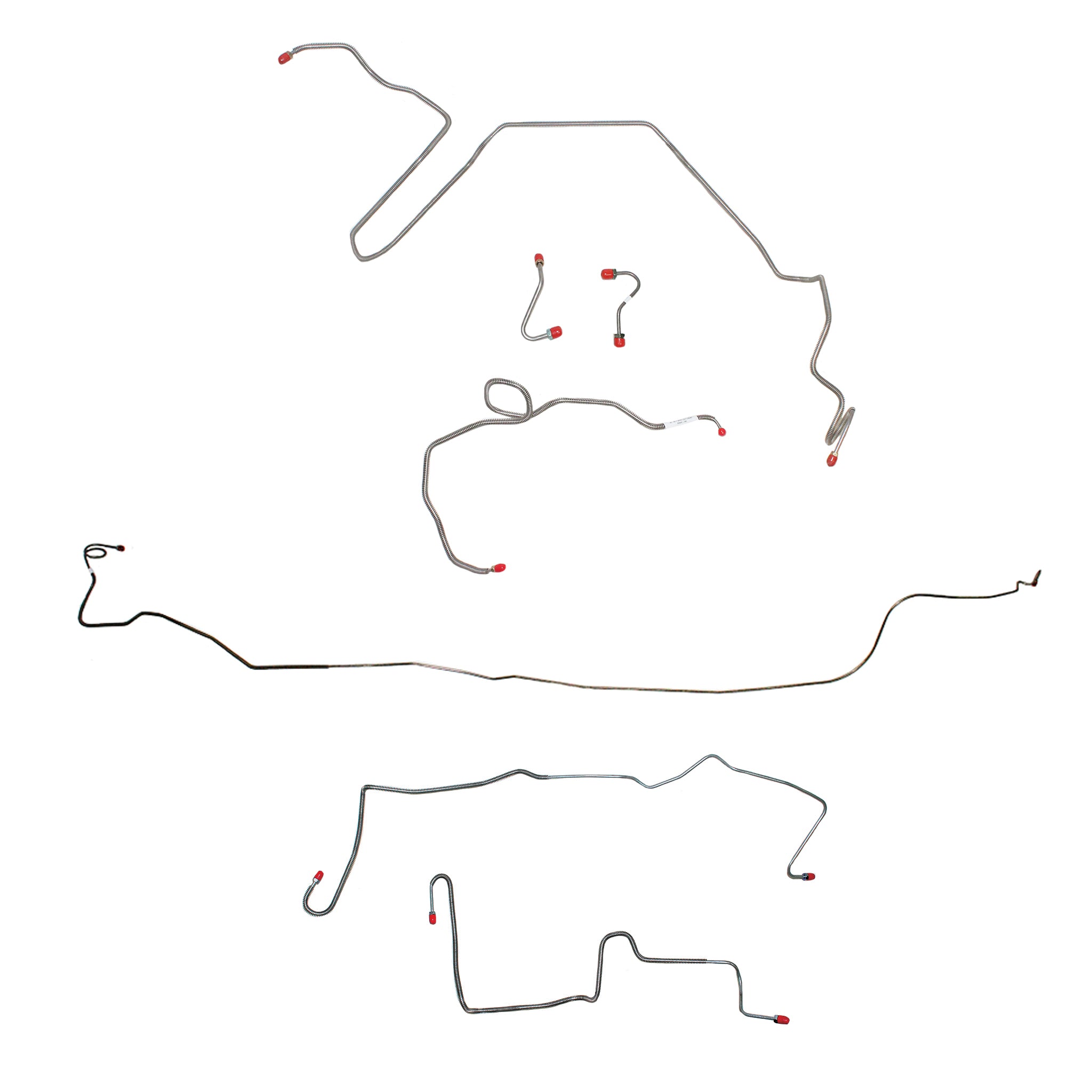 1982-83 Pontiac Firebird, w/ J65 Rear Disc, 2.5L 4 cyl or 2.8L 6 cyl, Line Enters Front of Valve, No Rear Hoses; Complete Brake Line Kit; Stainless - SSTubes