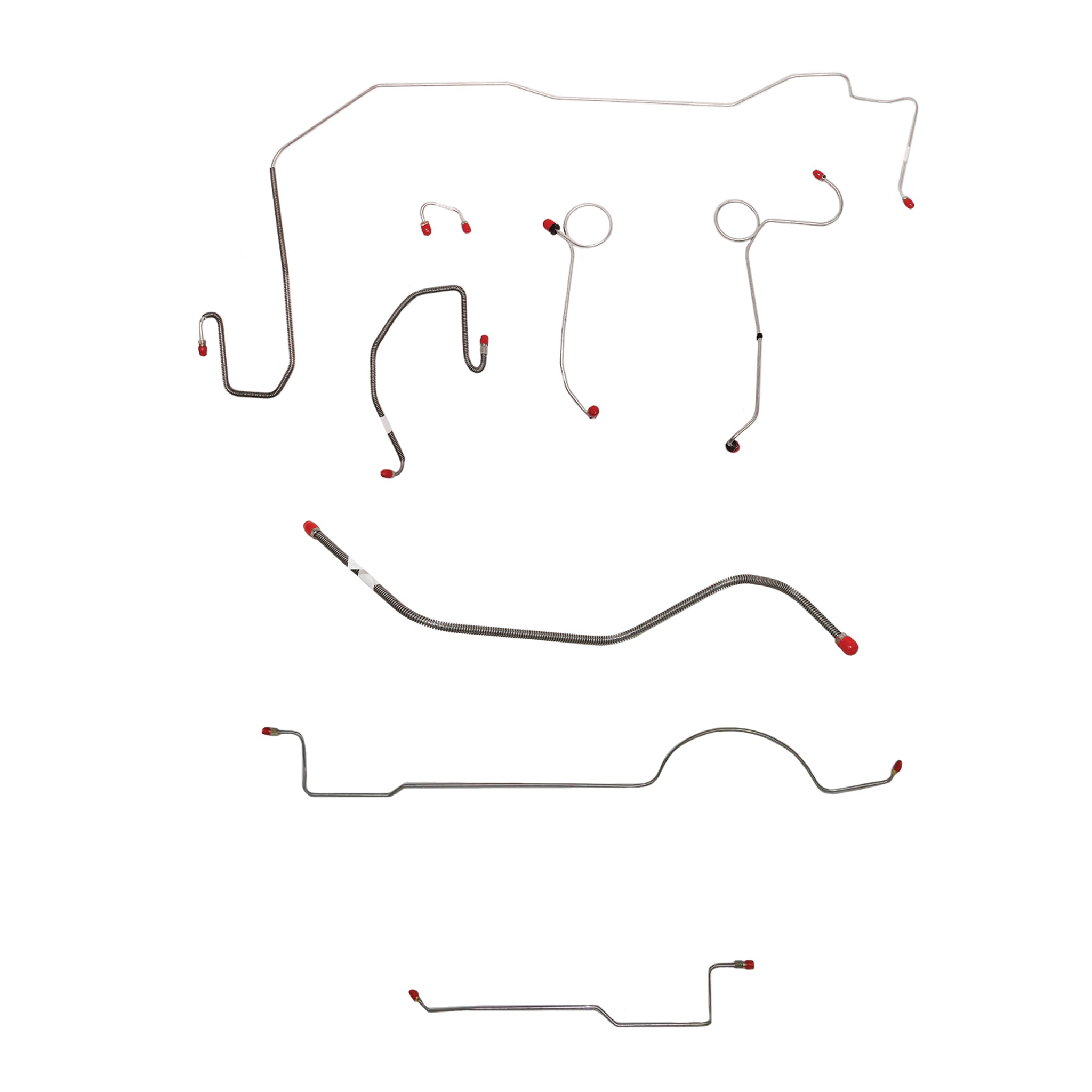 1970-71 MOPAR E-body w/ Power Disc, Right Front Under Frame, 8-3/4'' or Dana Axle, w/ Hemi; Complete Brake Line Kit; Steel - SSTubes
