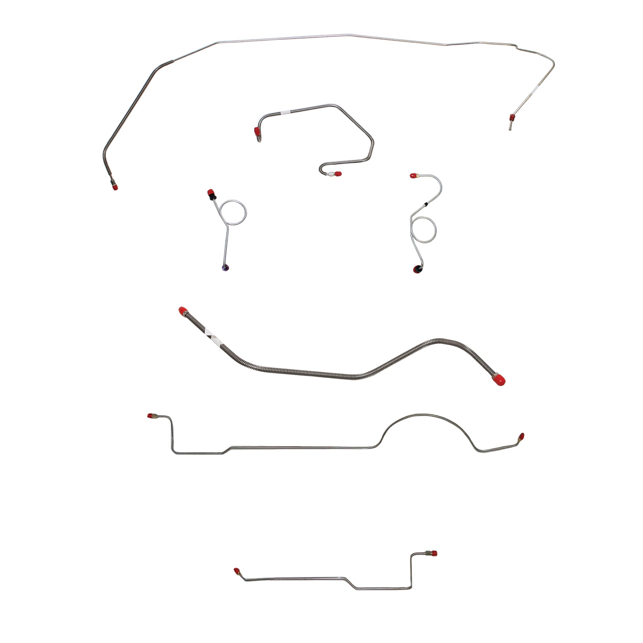 1971 MOPAR E-body w/ Standard Drum, Right Front OVER Rail on Passenger, 8-3/4'' or Dana Axle; Complete Brake Line Kit; Stainless - SSTubes