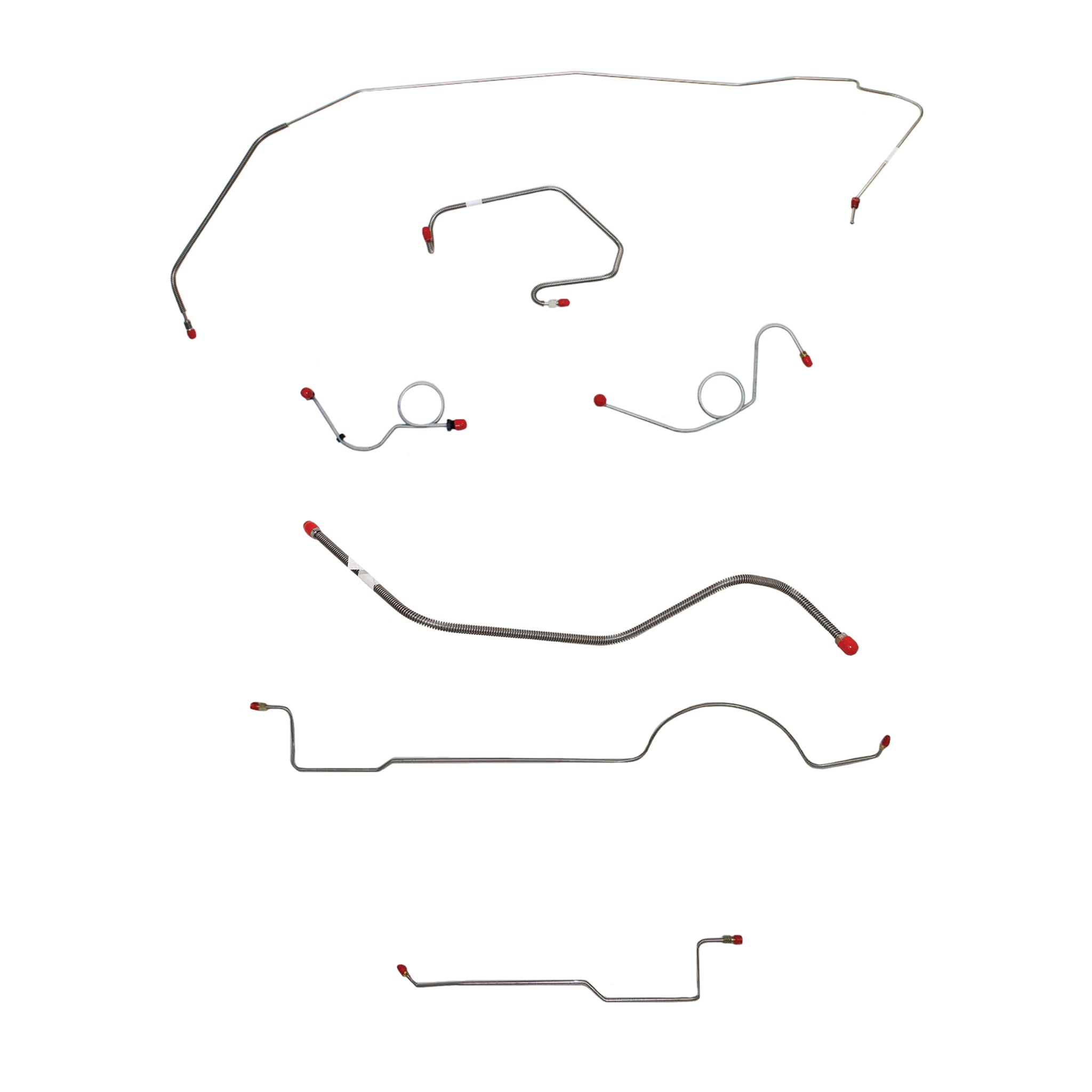 1971 MOPAR E-body w/ Power Drum, Right Front OVER Rail on Passenger, 8-3/4'' or Dana Axle; Complete Brake Line Kit; Steel - SSTubes