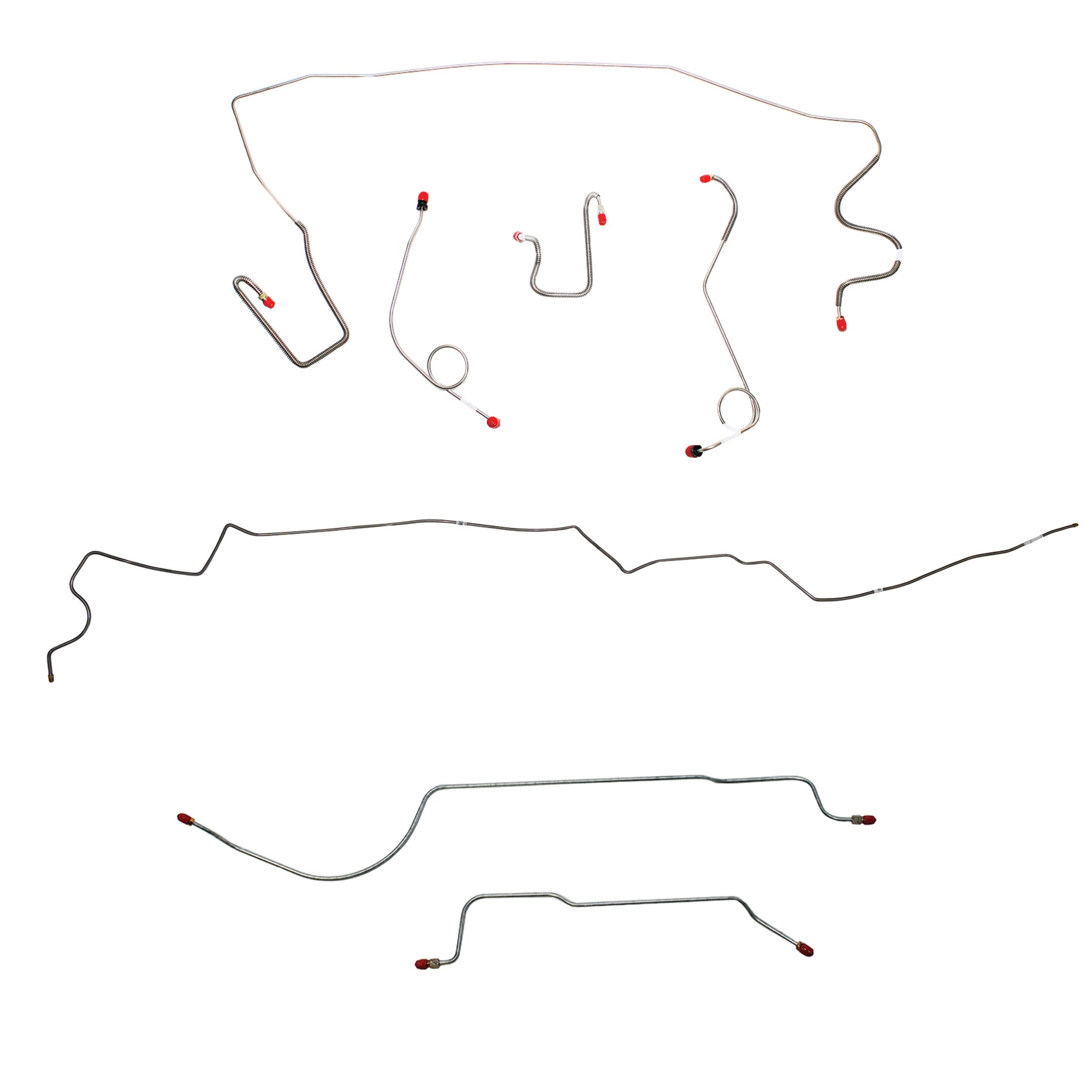 1967 MOPAR A-body w/ Standard Drum, 8-3/4'' Axle, 108'' Wheel Base; Complete Brake Line Kit; Stainless - SSTubes