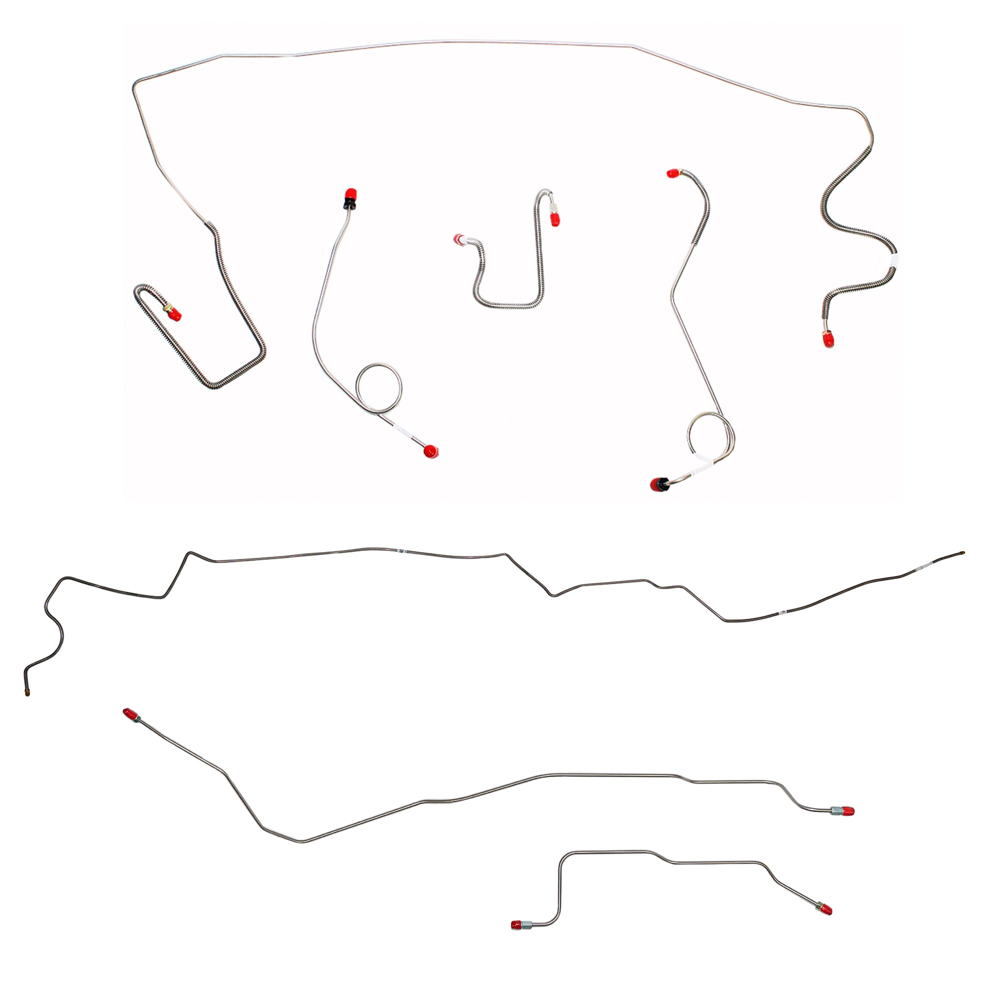 1967 MOPAR A-body w/ Standard Drum, Dana Axle, 108'' Wheel Base; Complete Brake Line Kit; Stainless - SSTubes