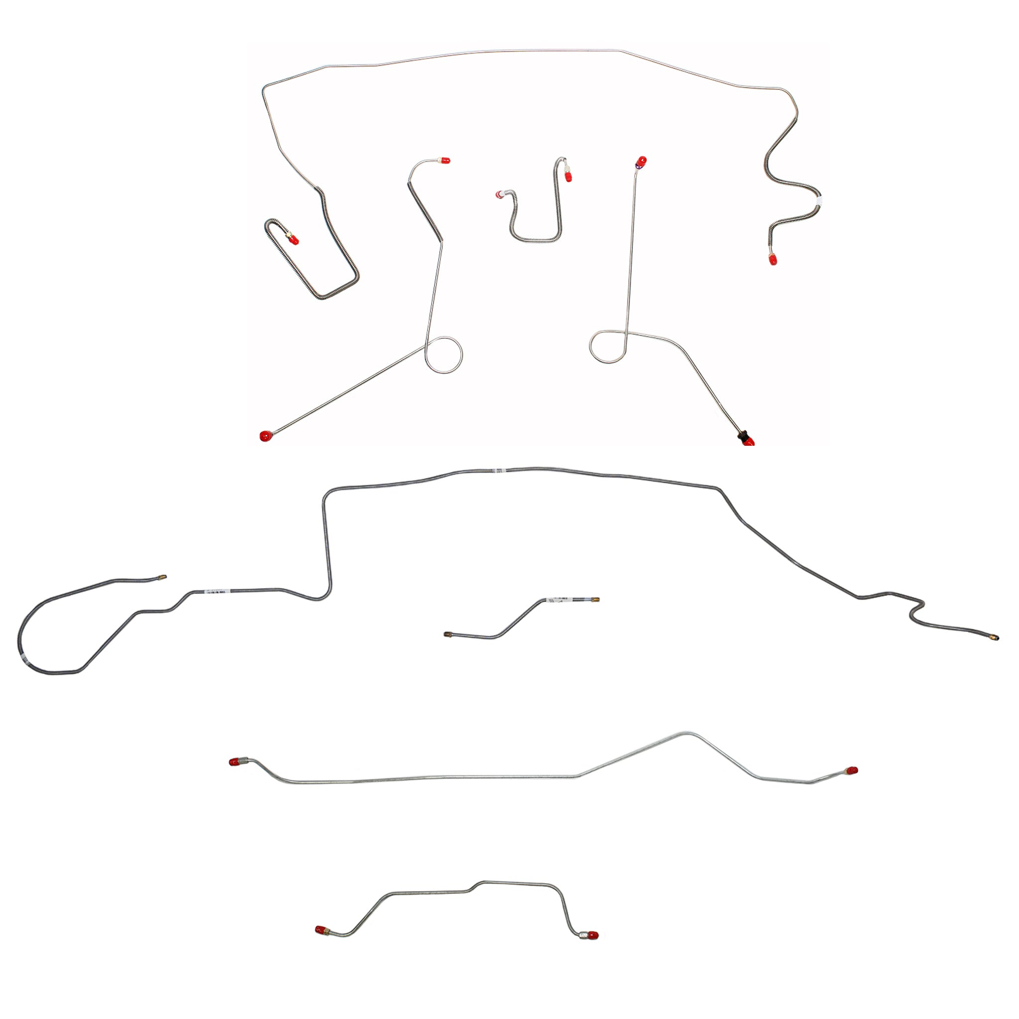 1967 MOPAR A-body w/ Power Disc, 7-1/4'' or 8-1/4'' Axle, 108'' Wheel Base; Complete Brake Line Kit; Stainless - SSTubes