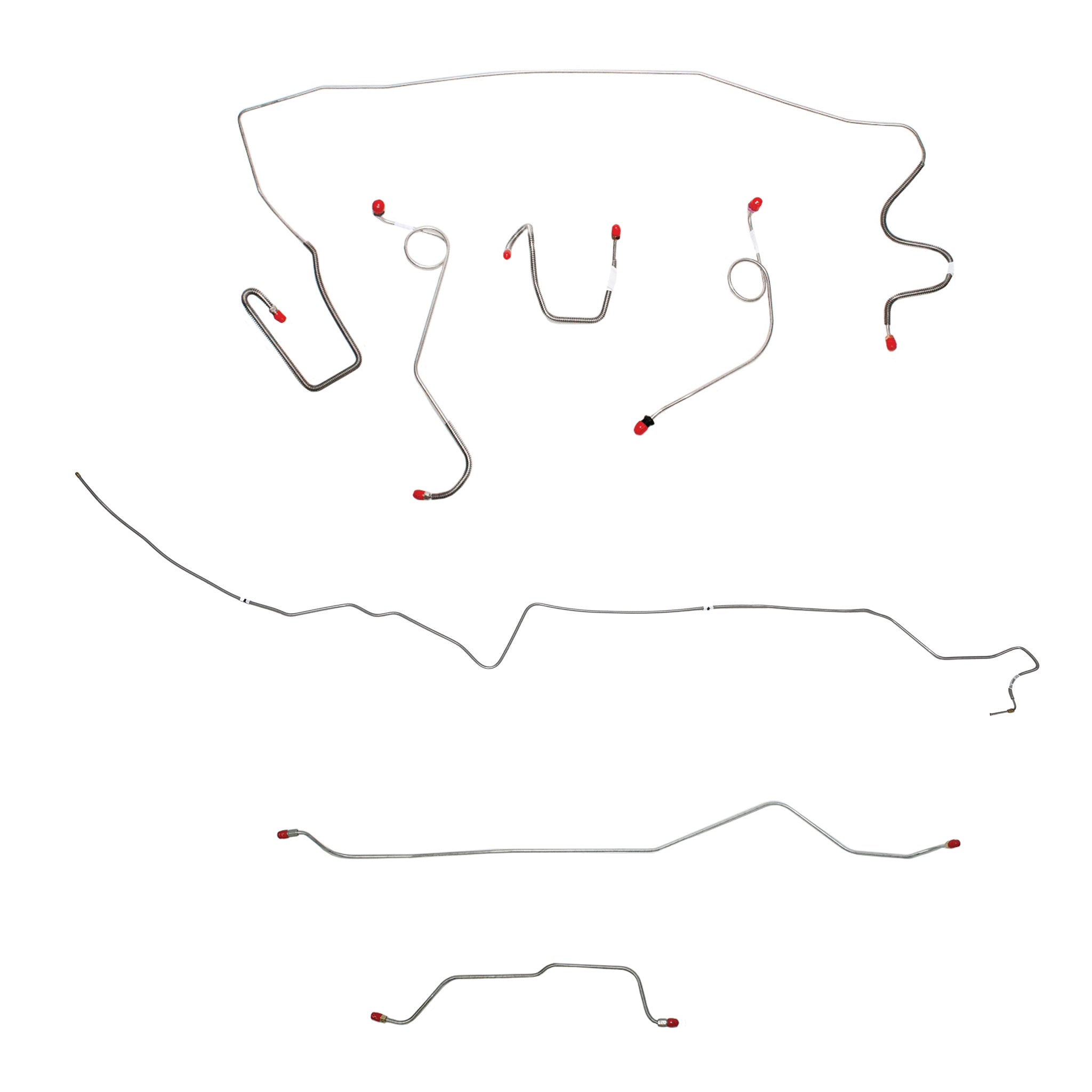 1968-69 MOPAR A-body w/ Standard Drum, 7-1/4'' or 8-1/4'' Axle; Complete Brake Line Kit; Stainless - SSTubes