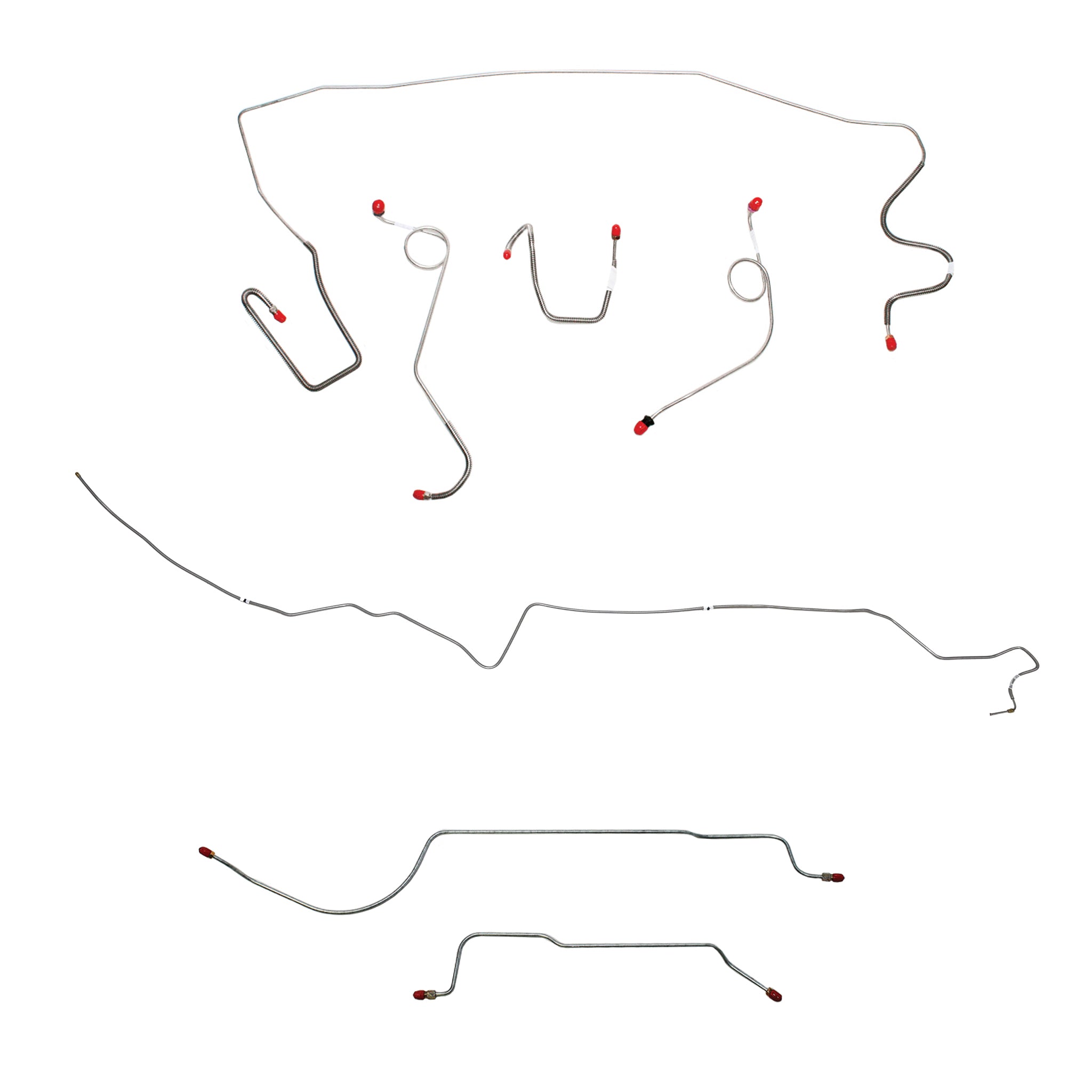 1968-69 MOPAR A-body w/ Standard Drum, 8-3/4'' Axle; Complete Brake Line Kit; Stainless - SSTubes