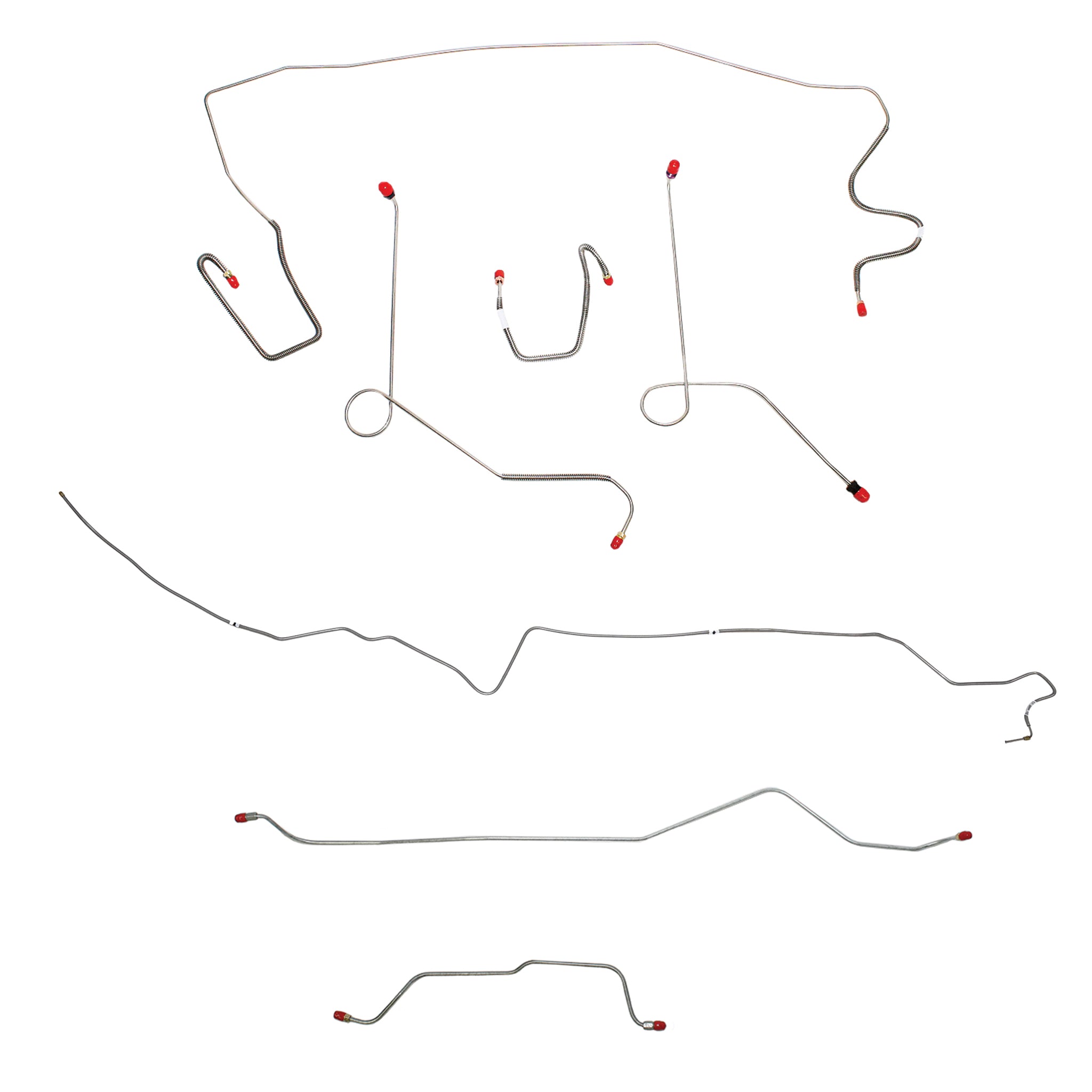 1968-69 MOPAR A-body w/ Power Drum, 7-1/4'' or 8-1/4'' Axle; Complete Brake Line Kit; Steel - SSTubes