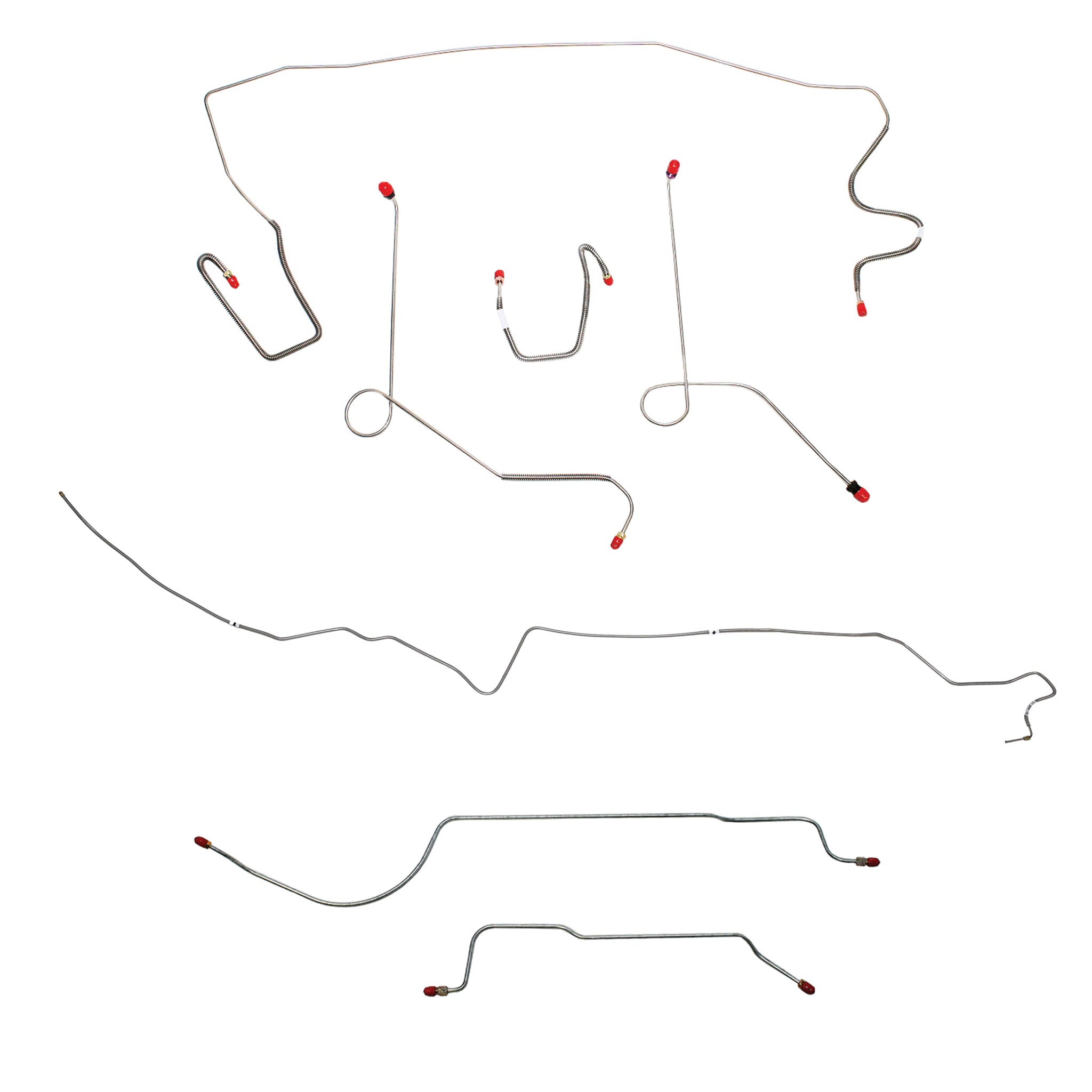 1968-69 MOPAR A-body w/ Power Drum, 8-3/4'' Axle; Complete Brake Line Kit; Steel - SSTubes