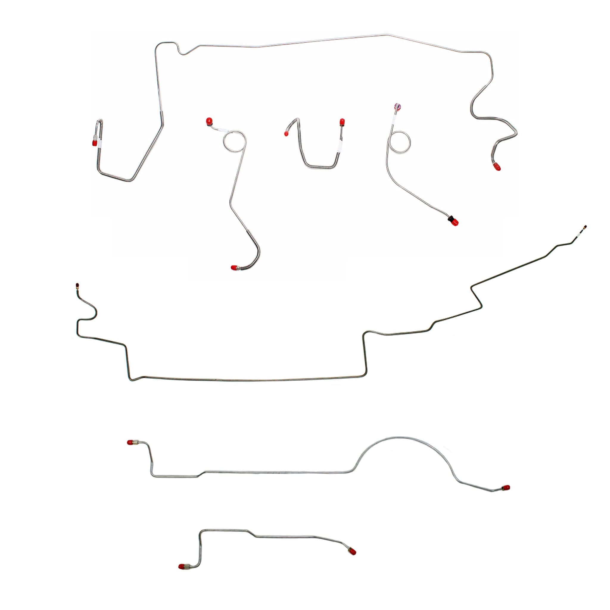 1974 MOPAR A-body complete steel brake line kit for standard brakes with 111'' wheel base.