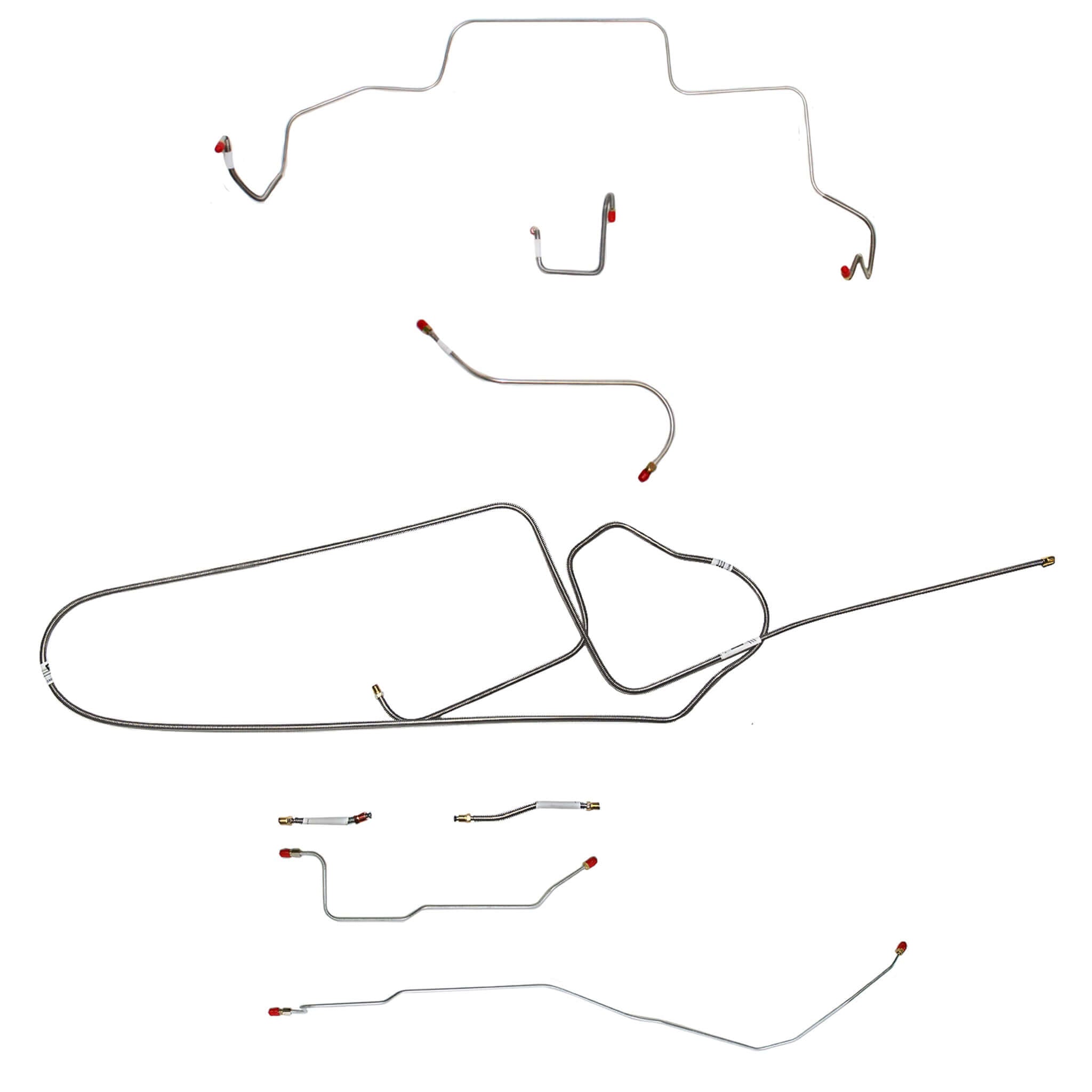 1966 MOPAR B-body w/ Standard Disc, FACTORY Disc, Right Front OVER Frame w/ 4'' Rise on Firewall, Dana Axle; Complete Brake Line Kit; Steel - SSTubes