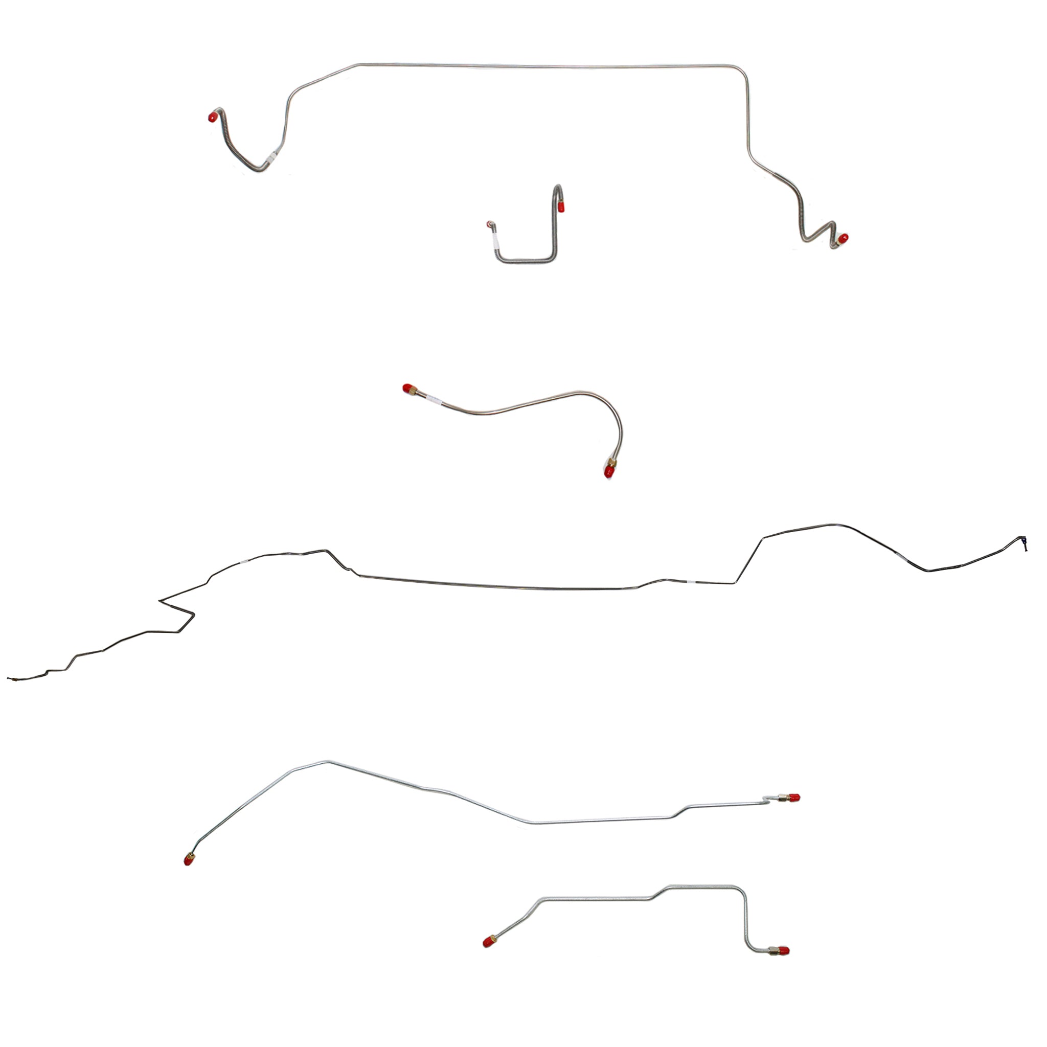 1966 MOPAR B-body w/ Standard Drum, Right Front OVER Frame Straight Across Firewall, Dana Axle; Complete Brake Line Kit; Stainless - SSTubes