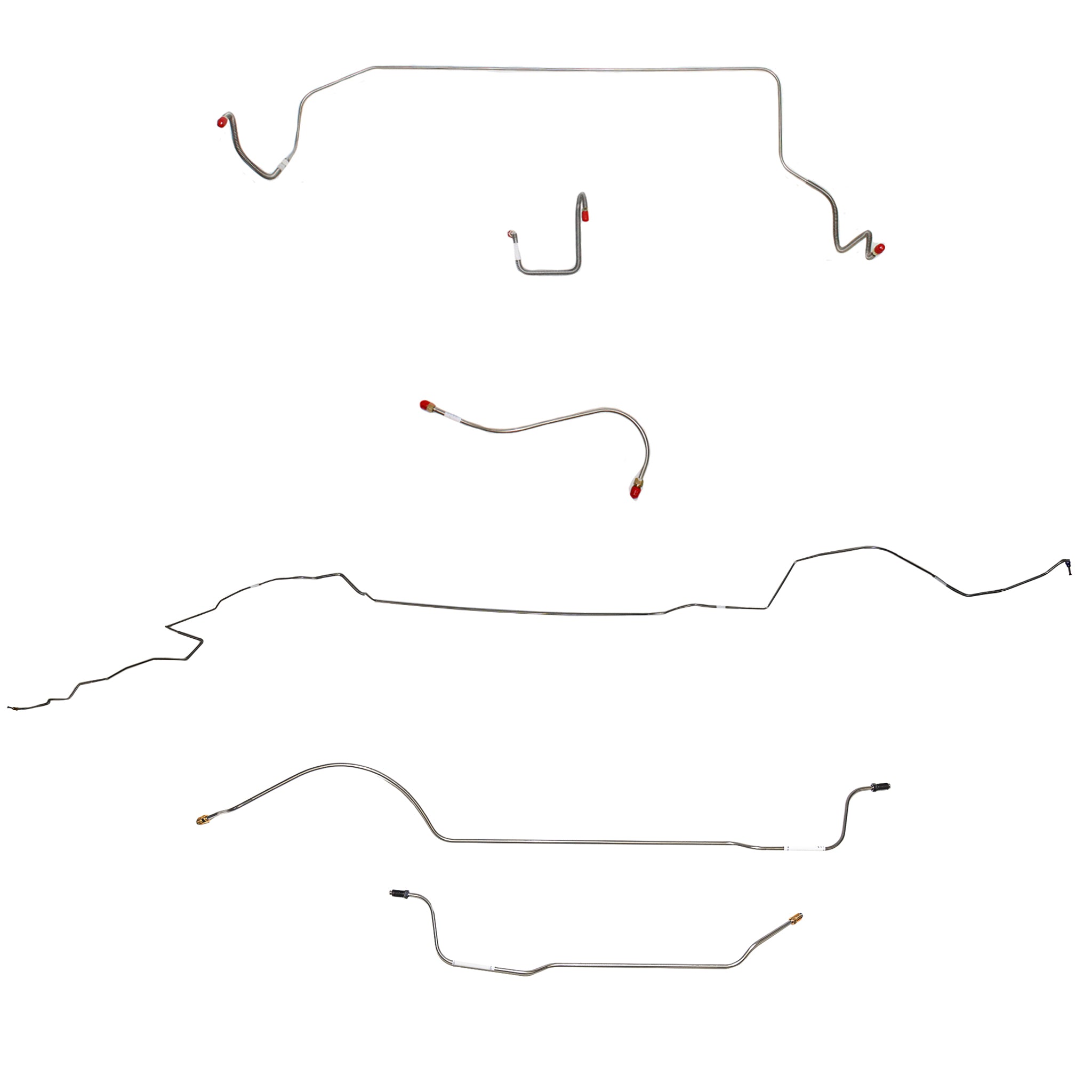 1966 MOPAR B-body w/ Standard Drum, Right Front OVER Frame Straight Across Firewall, 8-3/4'' Axle; Complete Brake Line Kit; Steel - SSTubes