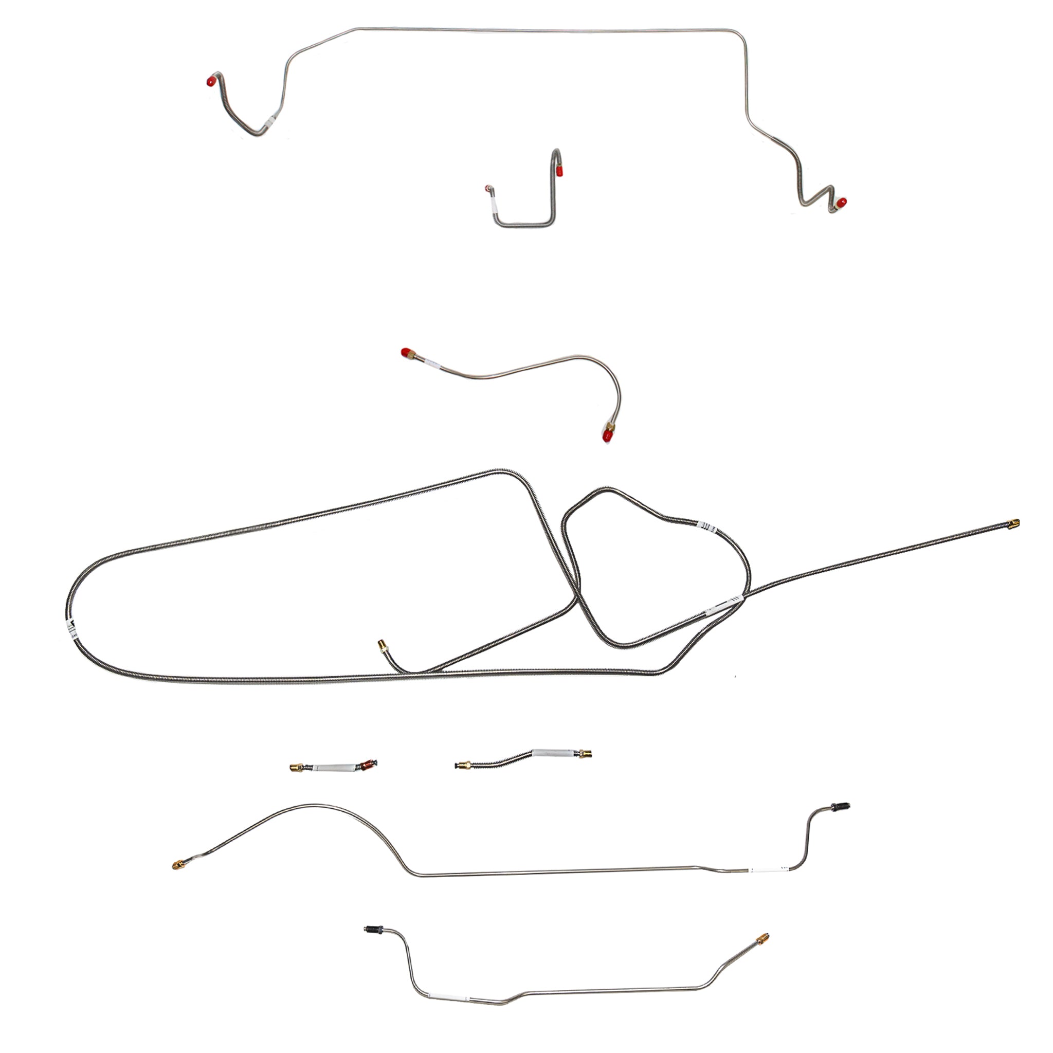 1966 MOPAR B-body w/ Standard Disc, FACTORY Disc, Right Front OVER Frame Straight Across Firewall, 8-3/4'' Axle; Complete Brake Line Kit; Stainless - SSTubes