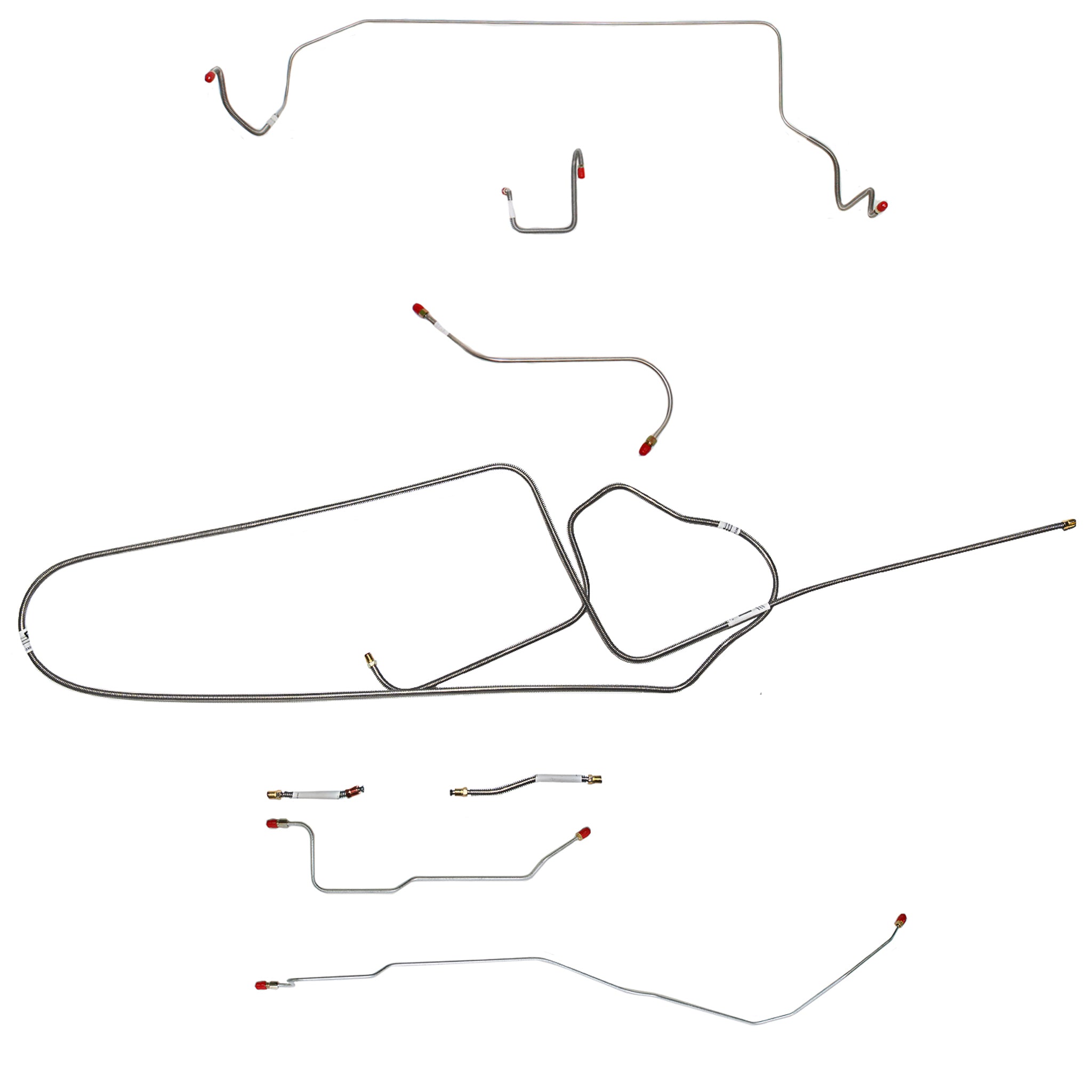 1966 MOPAR B-body w/ Power Disc, FACTORY Disc, Right Front OVER Frame Straight Across Firewall, Dana Axle; Complete Brake Line Kit; Stainless - SSTubes