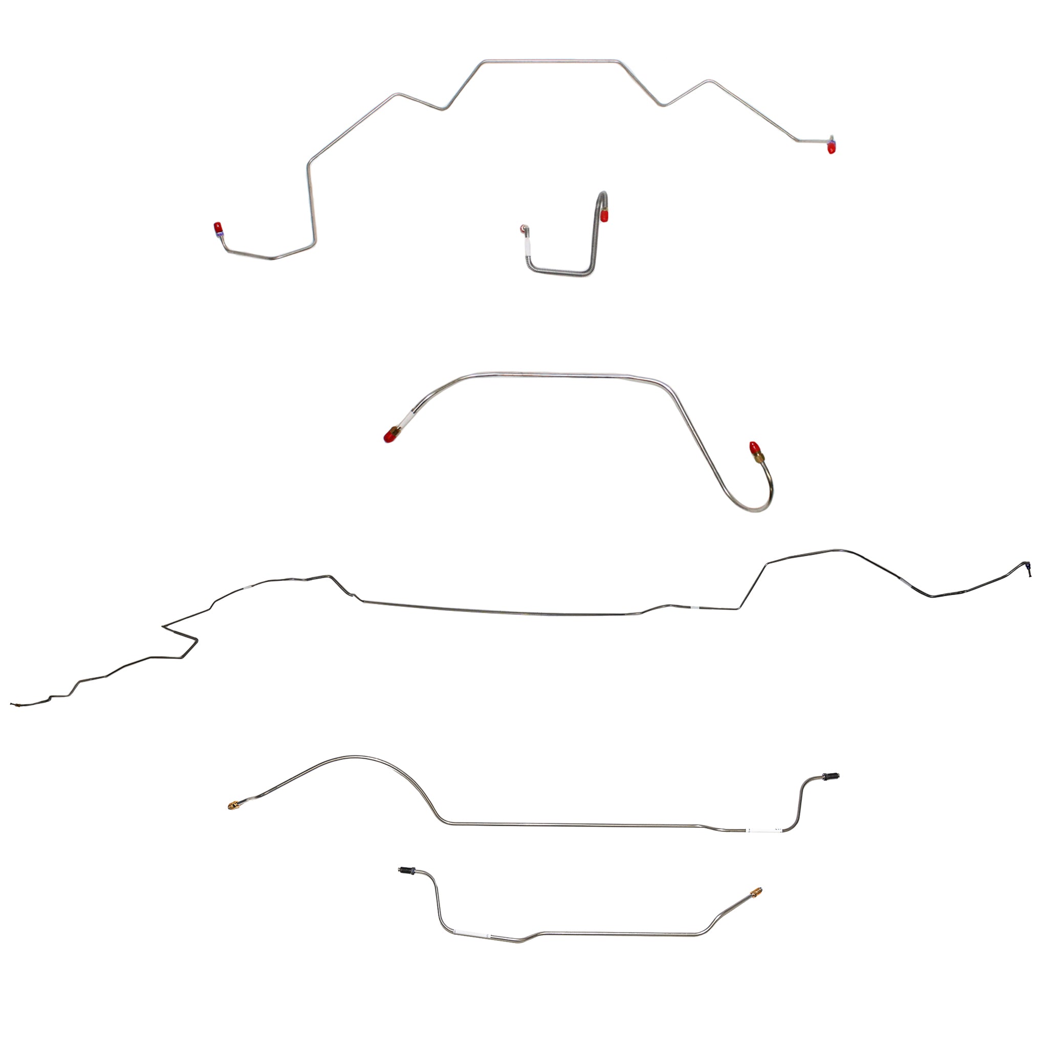 1966 MOPAR B-body w/ Power Drum, Right Front OVER Frame Straight Across Firewall, Hemi, 8-3/4'' Axle; Complete Brake Line Kit; Stainless - SSTubes