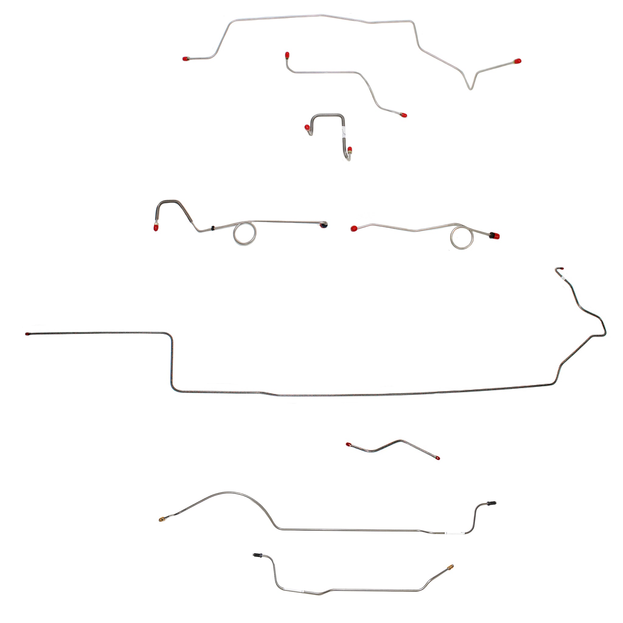 1967 MOPAR B-body w/ Standard Disc, Right Front Over Frame Straight Across Firewall, 8-3/4'' Axle; Complete Brake Line Kit; Stainless - SSTubes