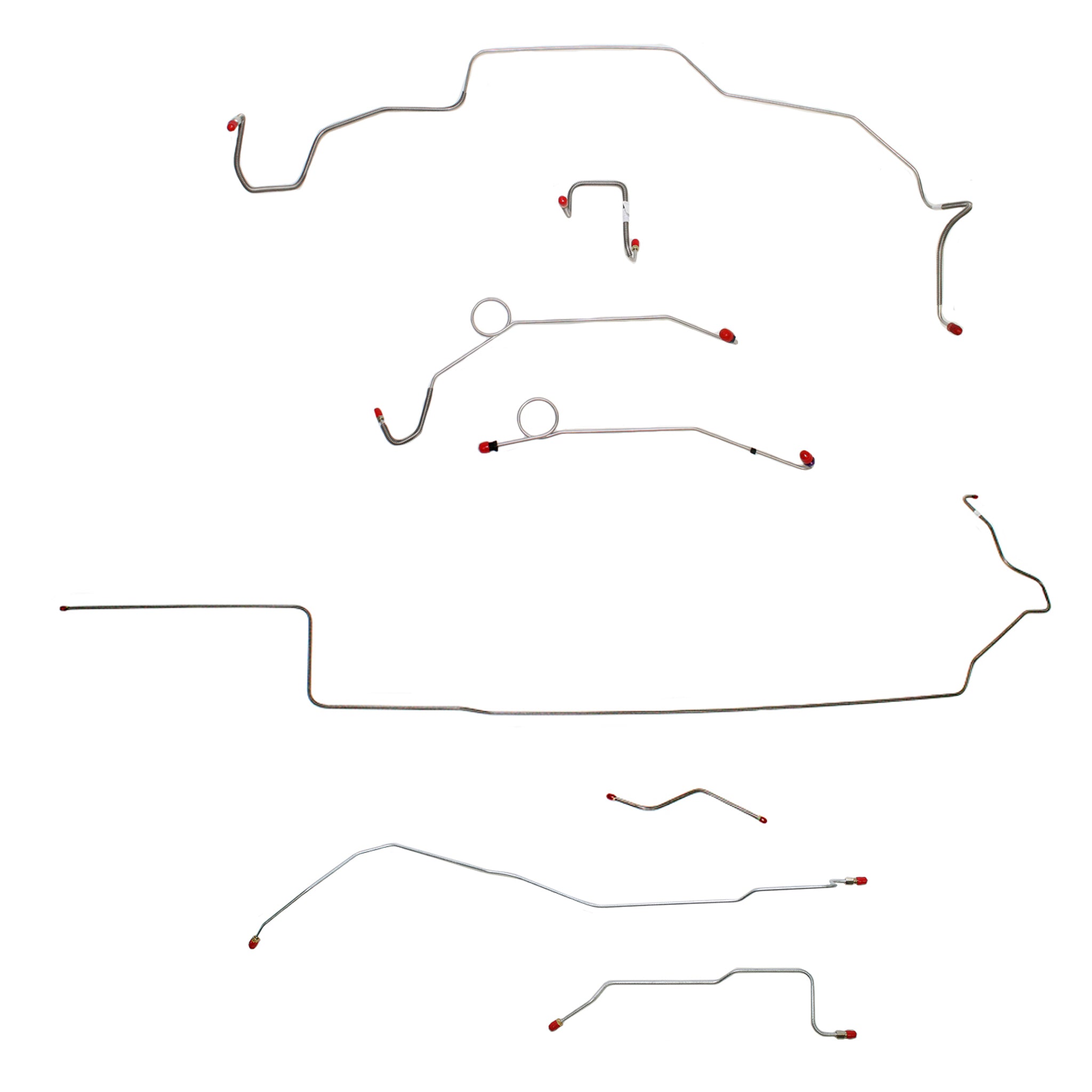 1968-70 MOPAR B-body w/ Power Disc, Right Front Over Frame Attaches to Fender, Hemi, Dana Axle; Complete Brake Line Kit; Steel - SSTubes