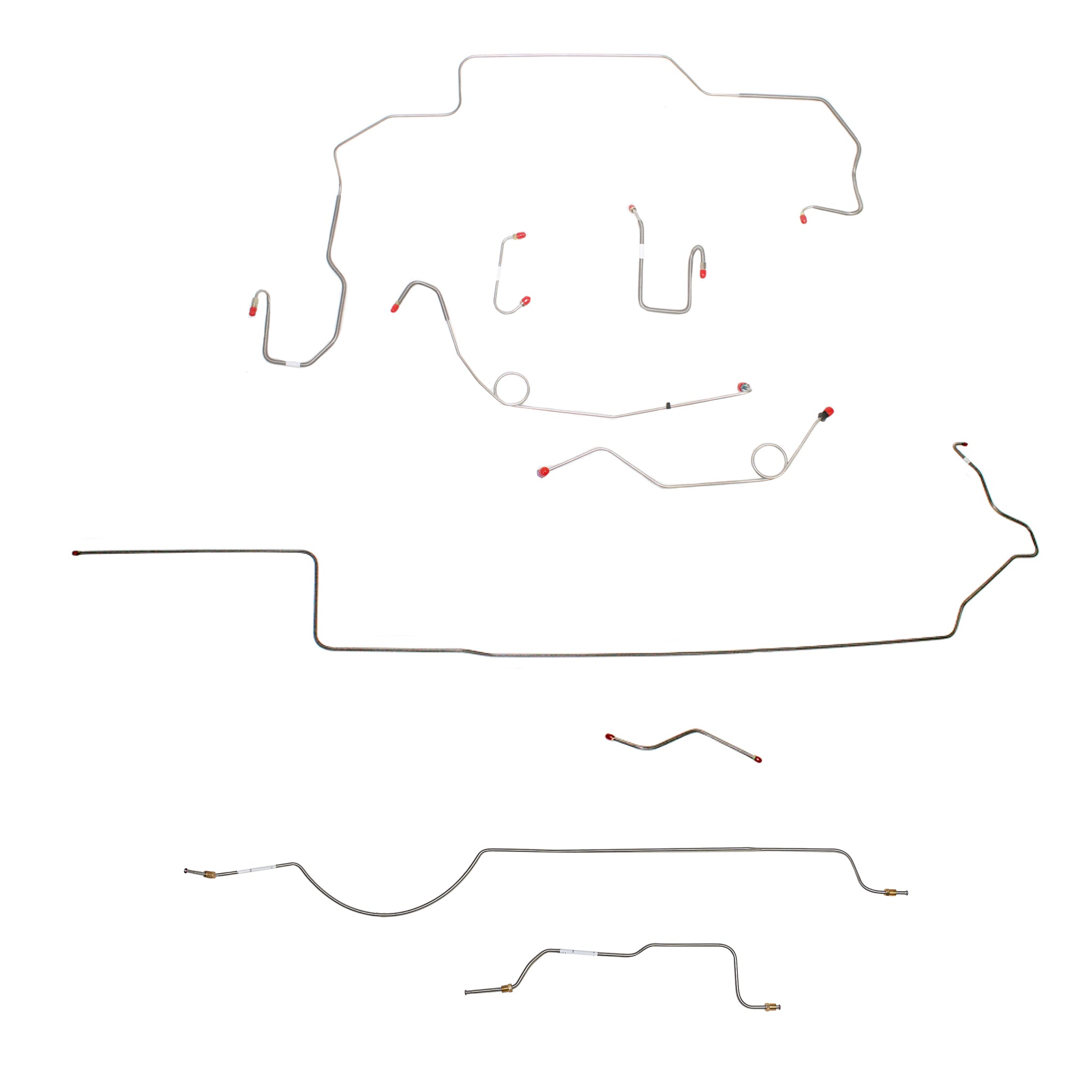 1970 MOPAR B-body w/ Power Disc, Left Ported Master, Right Front UNDER Frame, Hemi, 8-3/4'' Axle; Complete Brake Line Kit; Steel - SSTubes