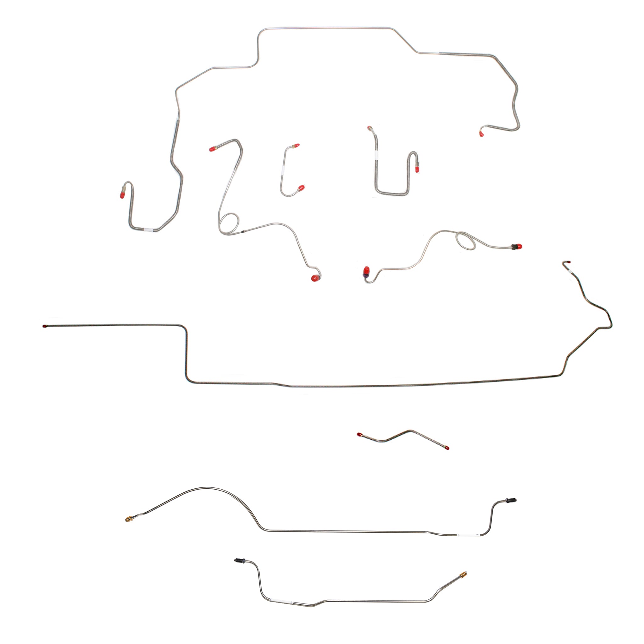 1968-69 MOPAR B-body w/ Power Disc, Right Ported Master 3 Valves, 8-3/4'' Axle; Complete Brake Line Kit; Steel - SSTubes