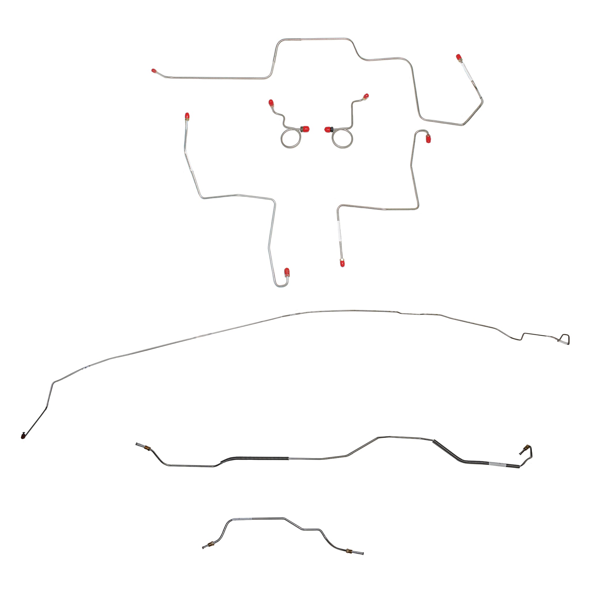 1968-69 Ford Mustang w/ Manual Drum Brakes, 8" Rear Axle; Complete Brake Line Kit; Steel - SSTubes