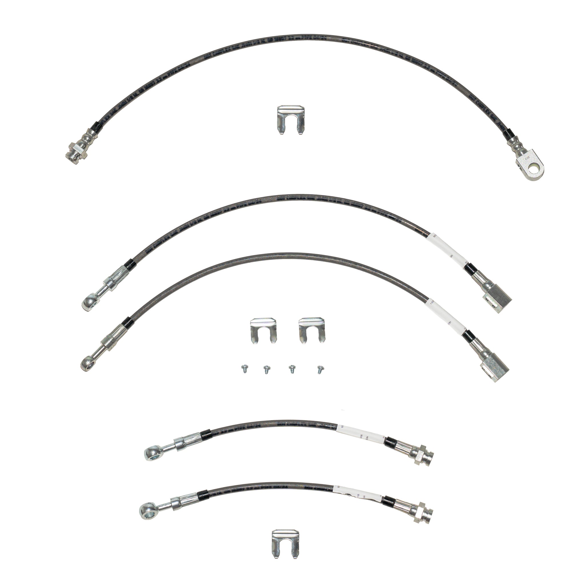 97-04 Ford F-150 4WD Brake Hose Kit, 5pcs; Braided Stainless - SSTubes