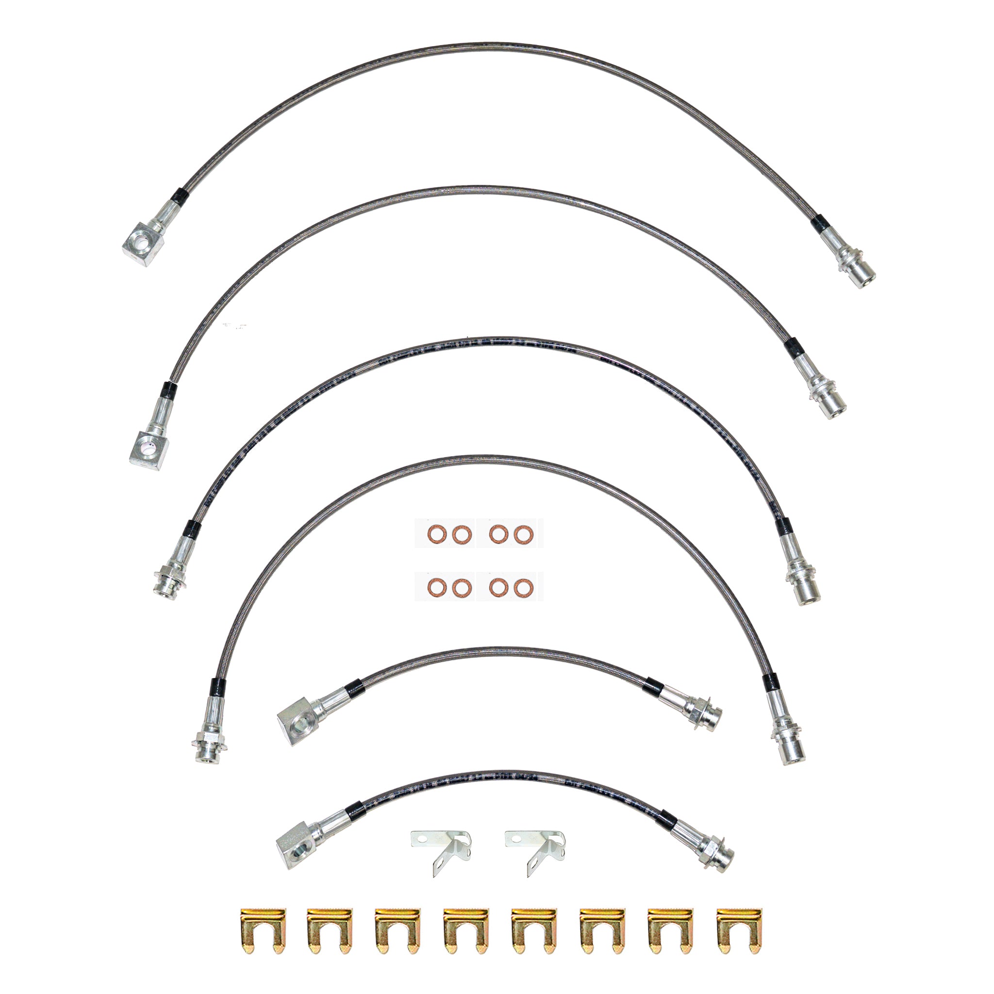 2011 GMC Sierra 2500 HD 6.0L 4WD Brake Hose Kit; Braided Flex Hose - SSTubes