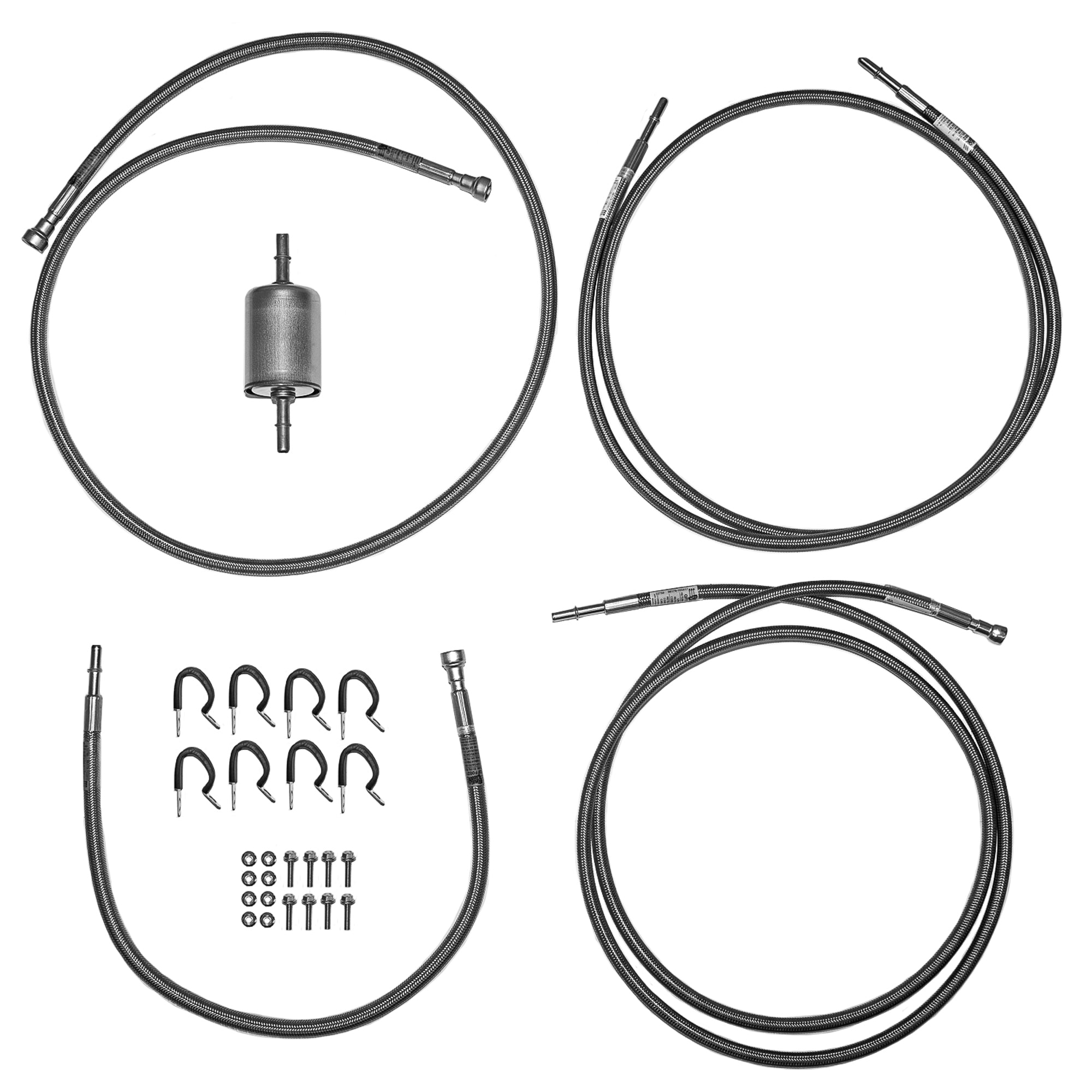 QFF0021SS- 99-03 GM 1500 Truck Reg Cab V8, Quick Fix Fuel Line Kit; Braided Stainless - SSTubes