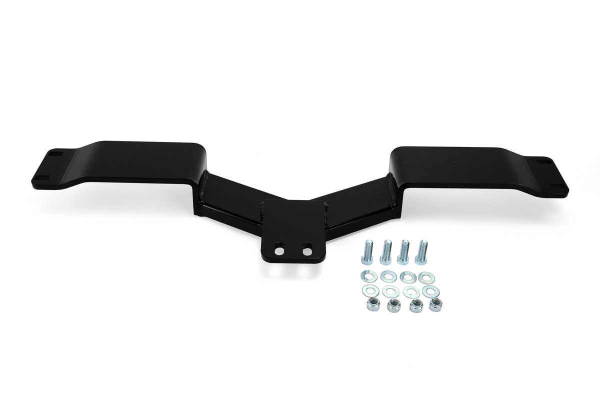 Image of 1970-1974 F-Body Transmission Crossmember Camaro, Firebird, Trans Am with installation hardware. Fits TH350, TH200, TH250, Muncie, T10, Super T10, Powerglide, Saginaw transmissions