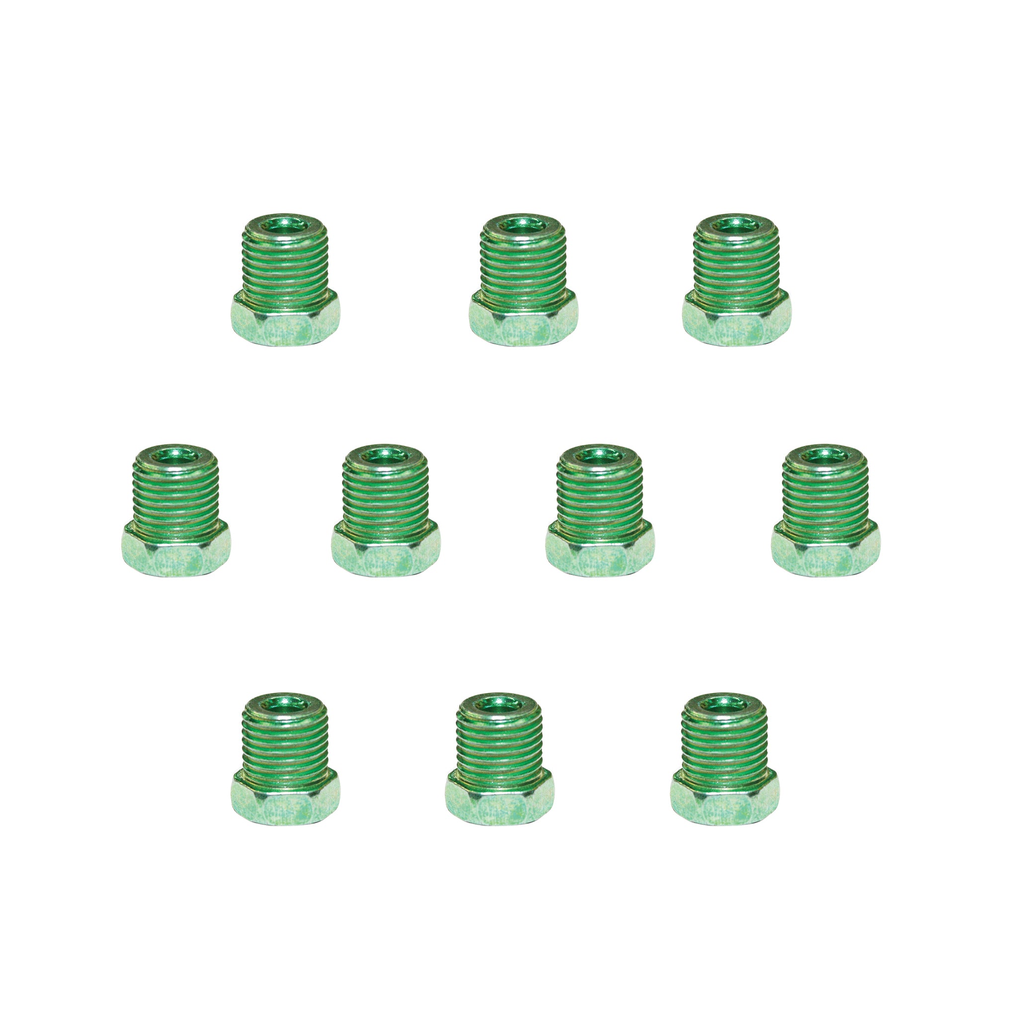 3/16, 1/2-20, 9/16 Hex Fitting; Inverted; Green; 10 Pack - SSTubes