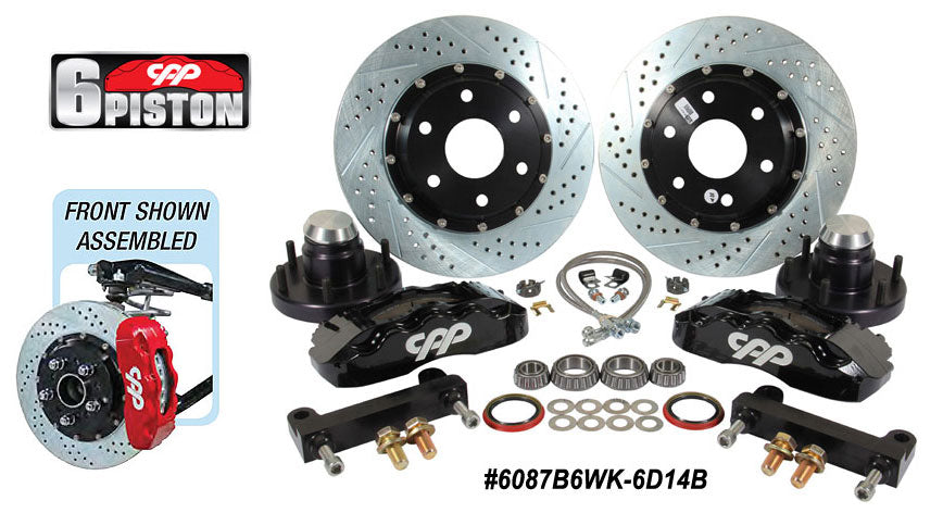 CPP Pro Series 14 in. Front Kit with 6 Piston Caliper 1960-87 Chevy Truck, 5X5 Lug For Drop Spindles - SSTubes