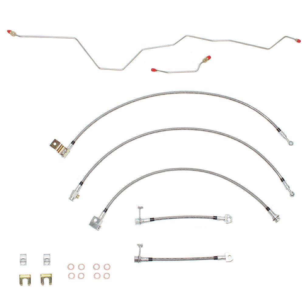 HSK0051SS - 01-02 Dodge Ram 2500/3500 4wd w/ Rear Disc and Automatic Trans; Complete Brake Hose Kit, 5pcs; Braided Stainless - SSTubes