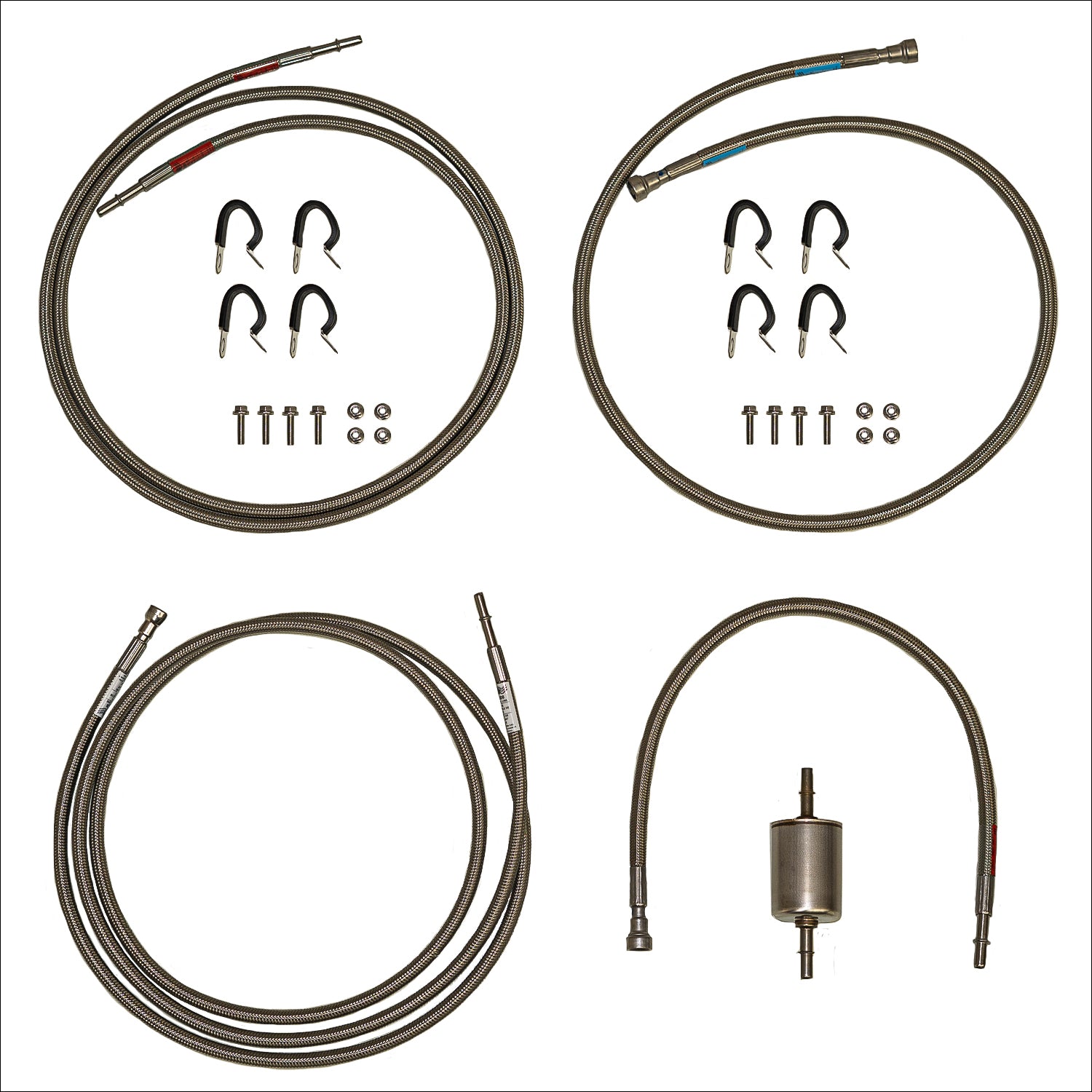 QFF0008SS- 01-03 GM 2500 / 3500 Truck Crew Cab Gas V8, Quick Fix Fuel Line Kit; Braided Stainless - SSTubes