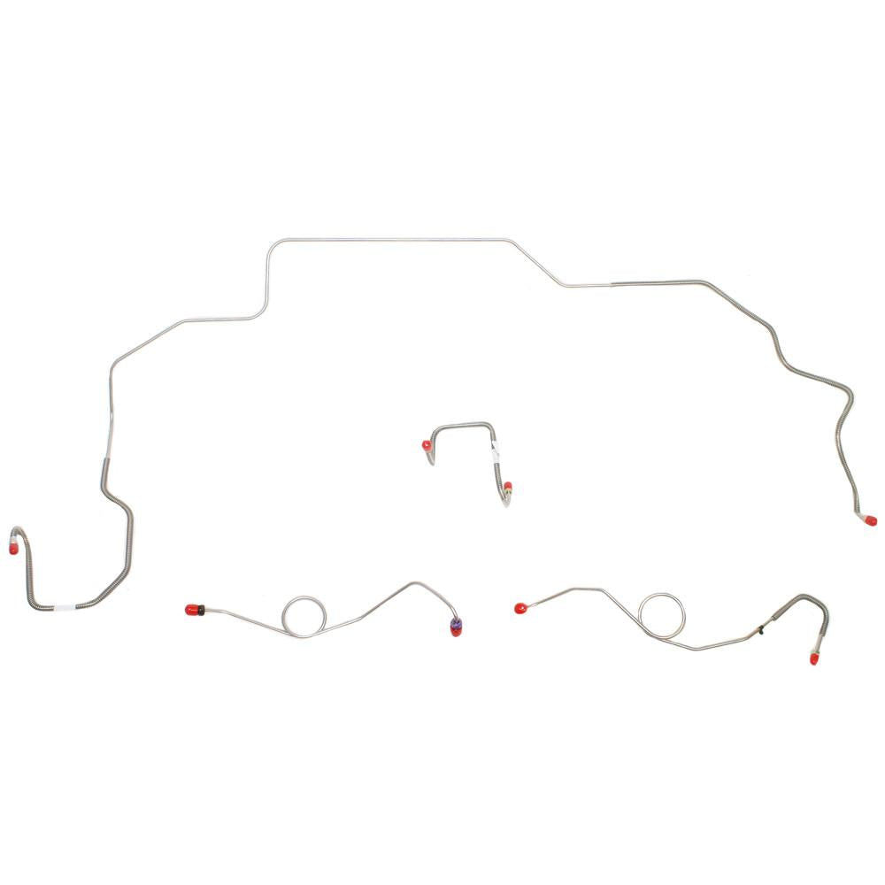RKT6801SS- 68-70 Mopar B-Body, Power/Standard Drum, 4pc Front Brake Line Set, Right-Front Routes UNDER Frame; Stainless - SSTubes