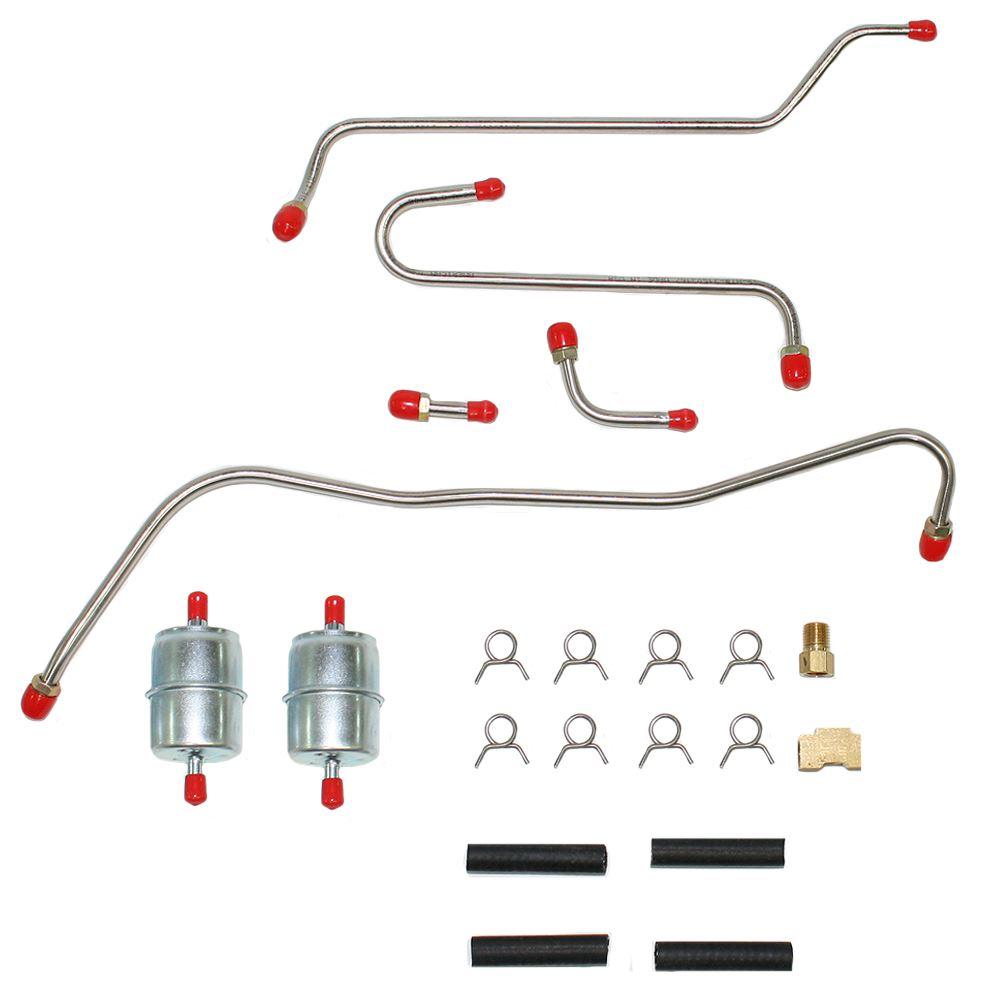 RPC6407OM- 64 Mopar B-Body 413/426CID Max Wedge w/ Dual Edelbrock 4BBL Pump to Carb Fuel Lines; Steel - SSTubes