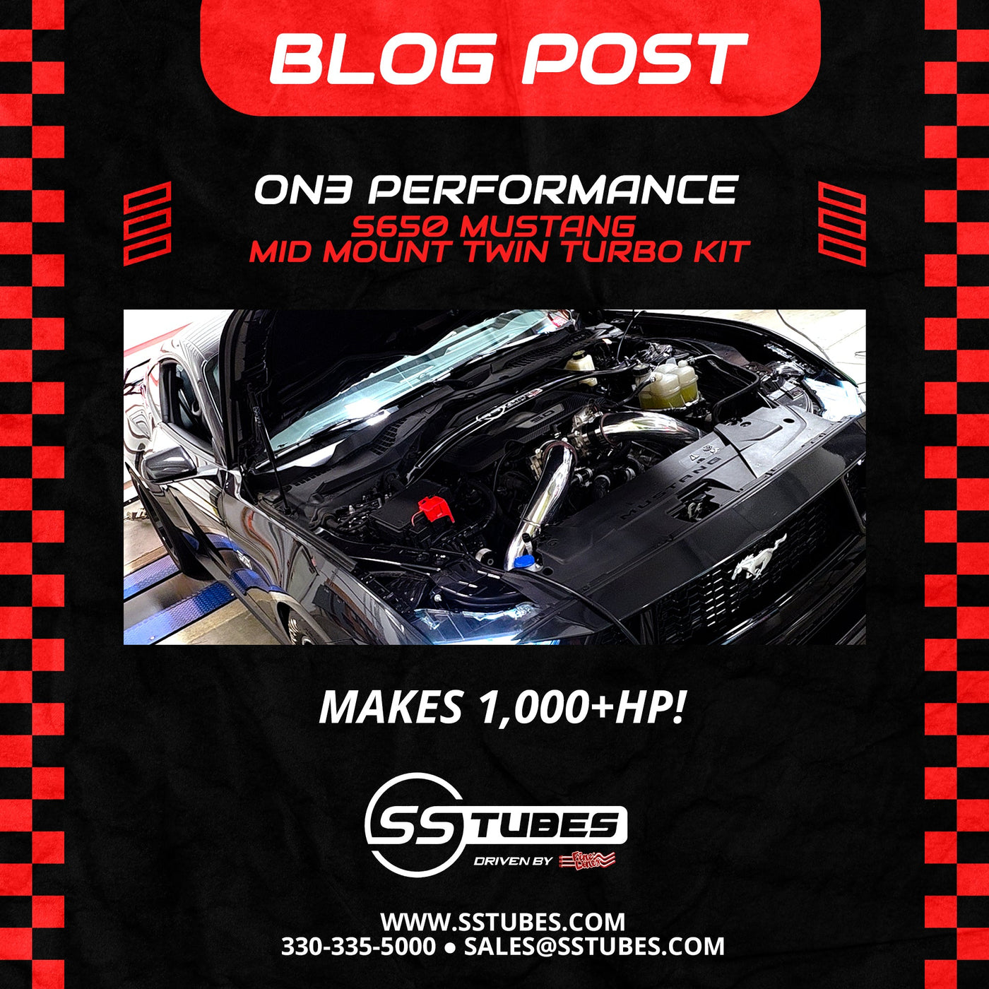ON3 Performance ALL NEW S650 Mustang Mid Mount Twin Turbo Kit makes a 1,000+HP!