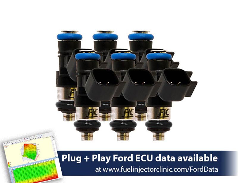 1200cc-D (110 lbs/hr at 43.5 PSI fuel pressure) FIC Fuel  Injector Clinic Injector Set for Ford Mustang V6 (2011-2017) - SSTubes