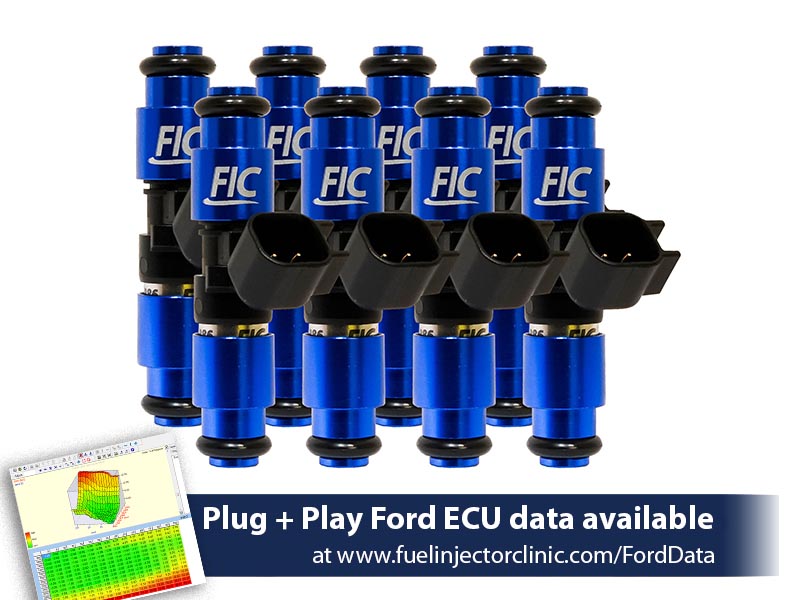 1650cc (160 lbs/hr at 43.5 PSI fuel pressure) FIC Fuel Injector Clinic Injector Set for Mustang GT (2005-2016 )/GT350 (2015-2016)/ Boss 302 (2012-2013)/Cobra (1999-2004)  (High-Z) - SSTubes
