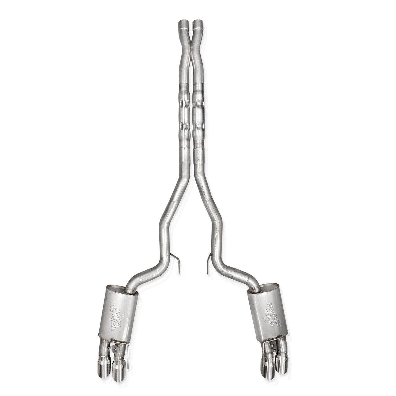 2024 Mustang GT Catback Factory Connect, X-Pipe, Legend Sound Quad Tips - SSTubes