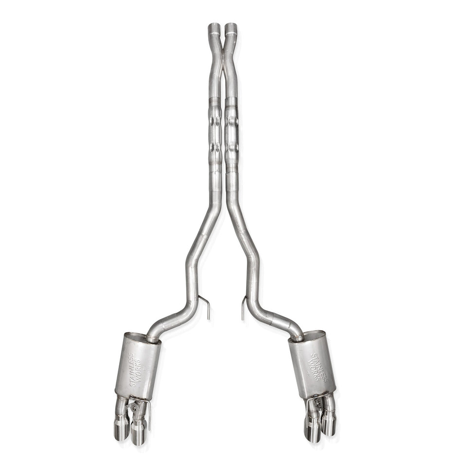 2024 Mustang GT Catback Factory Connect, X-Pipe, Legend Sound Quad Tips - SSTubes