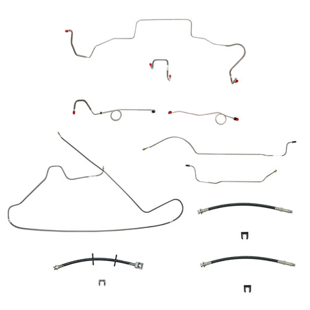 67 Mopar B-Body, Standard Drum Brakes, Right Front Clips under Column then rises 4.5'' Above Bell housing, 8 3/4 Axle; Complete Brake Line and Hose Kit; StainlessSSTubes