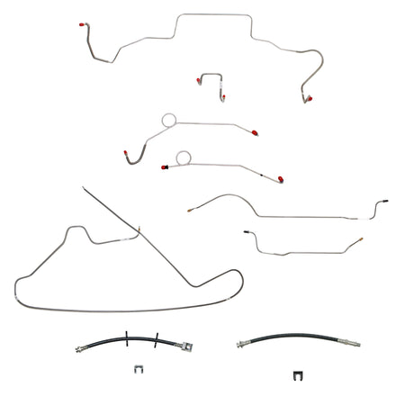 67 Mopar B-Body, Power Drum Brakes, Right Front Clips under Column then rises 4.5'' Above Bell housing, 8 3/4 Axle; Complete Brake Line and Hose Kit; StainlessSSTubes