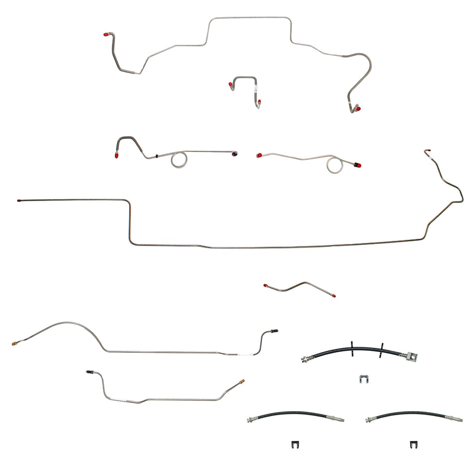 67 Mopar B-Body, Standard Drum Brakes, Right Front Clips under Column then rises 4.5'' Above Bell housing, DANA Axle; Complete Brake Line and Hose Kit; SteelSSTubes