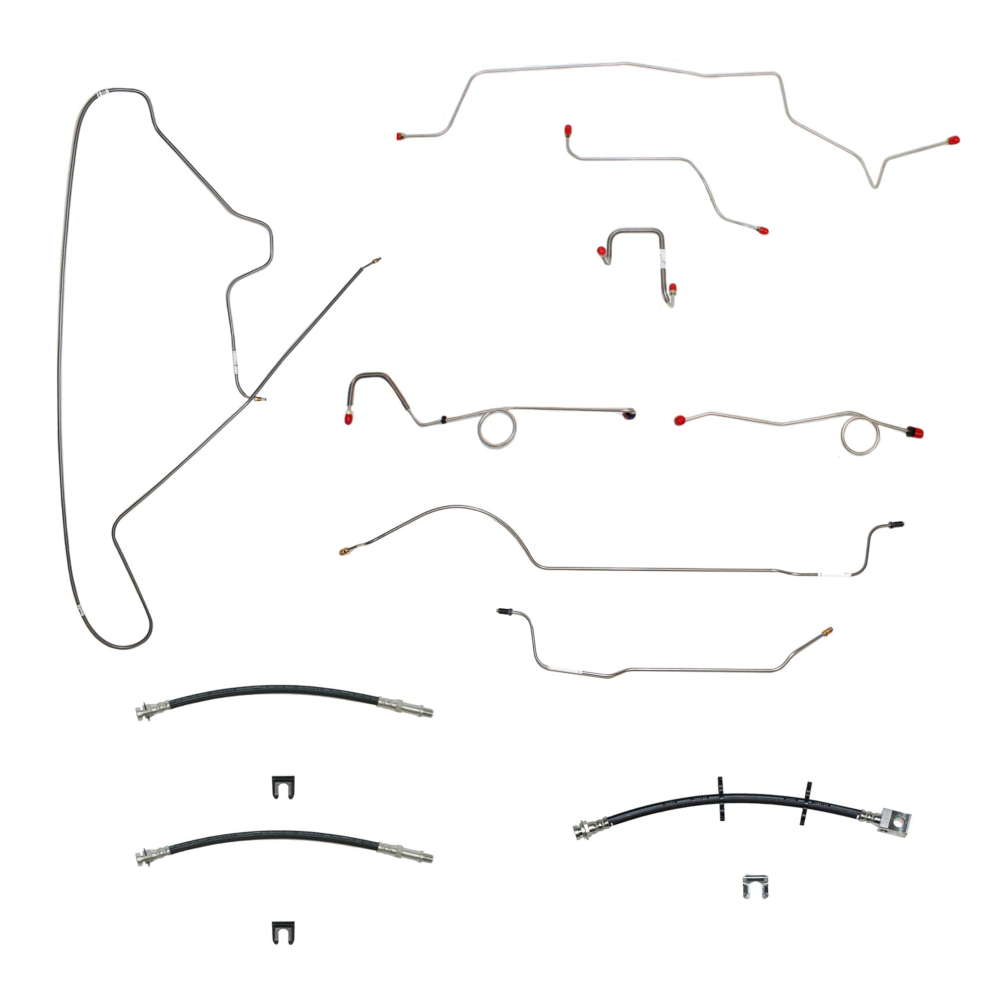 67 Mopar B-Body, Standard Drum Brakes, Right Front Clips under Column then straight Across Firewall, DANA Axle; Complete Brake Line and Hose Kit; SteelSSTubes