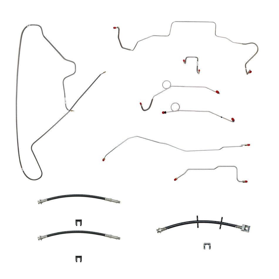 67 Mopar B-Body, Power Drum Brakes, Right Front Clips under Column then rises 4.5'' Above Bell housing, DANA Axle; Complete Brake Line and Hose Kit; StainlessSSTubes