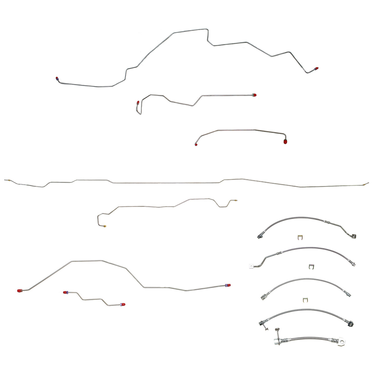 99-01 Ford F-250 / F-350 Super Duty 4wd, RWABS, Staggered Rear, Reg Long / Extended Short Bed, Complete Brake Line & Hose Kit; Stainless - SSTubes