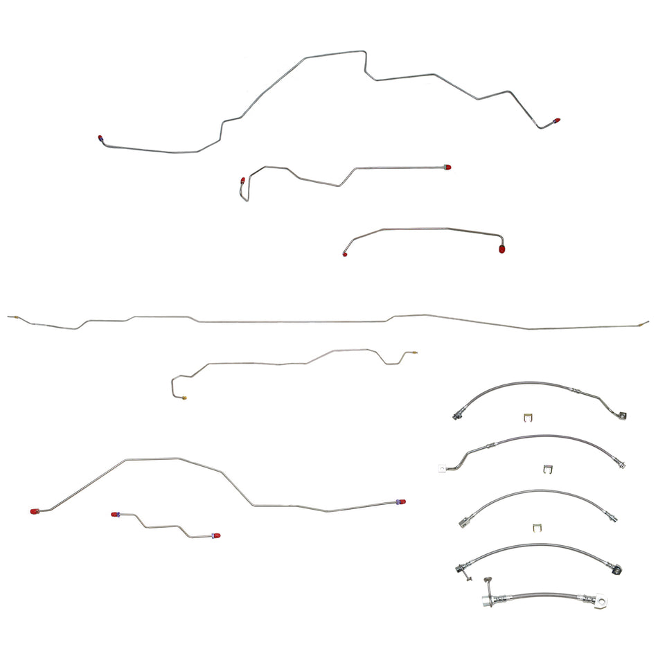 99-01 Ford F-250 / F-350 Super Duty 4wd, RWABS, Staggered Rear, Reg Long / Extended Short Bed, Complete Brake Line & Hose Kit; Stainless - SSTubes
